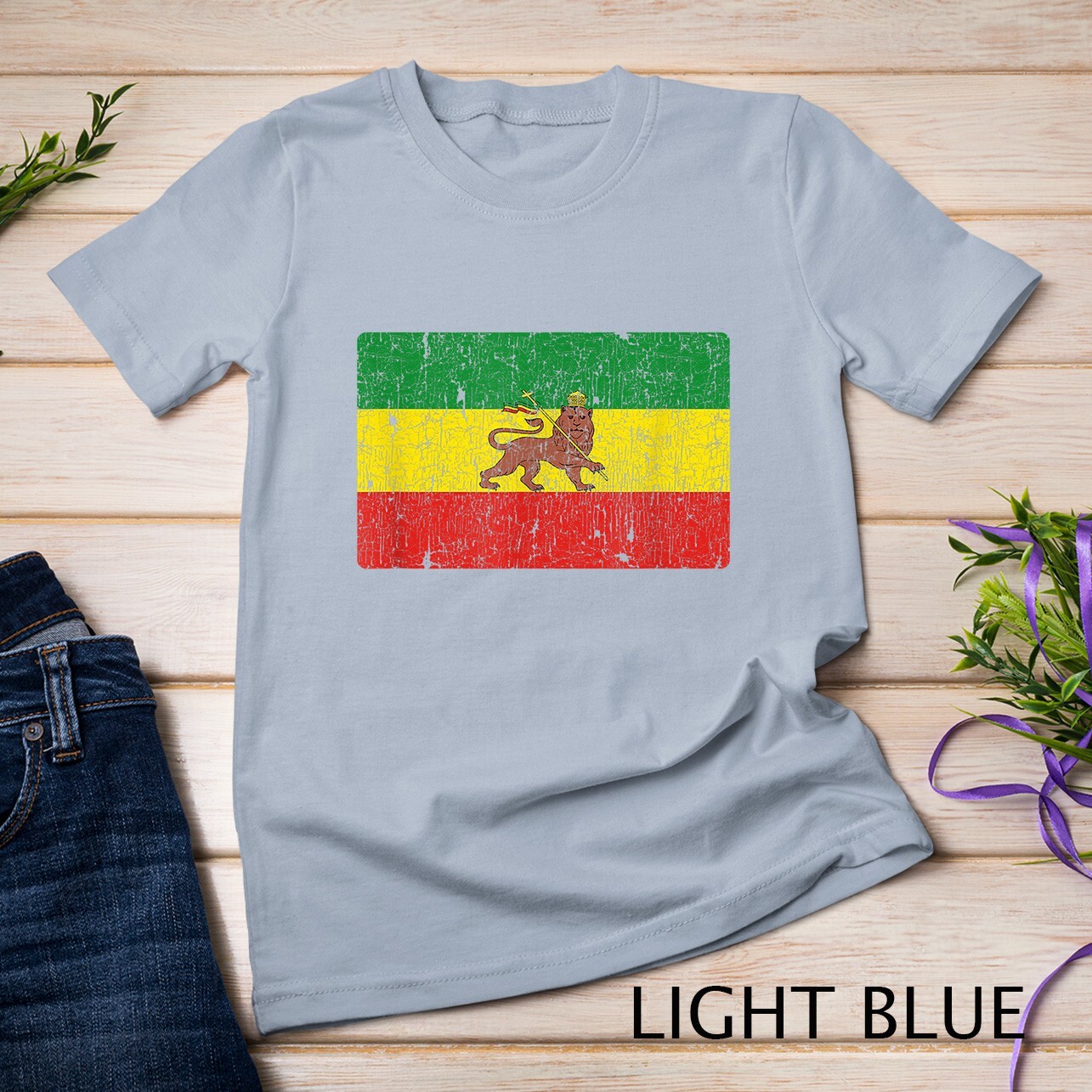 Vintage Rastafari Ethiopian Lion Ethiopia Rasta Pride Flag Unisex T-shirt gallery
