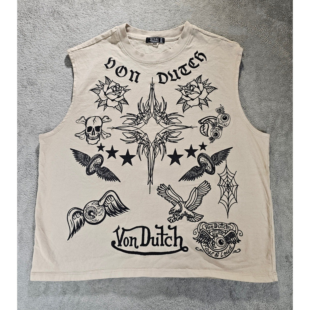 Von Dutch Originals Von Dutch Graphic Sleeveless Tank Top Large Y2K Tattoo Goth gallery