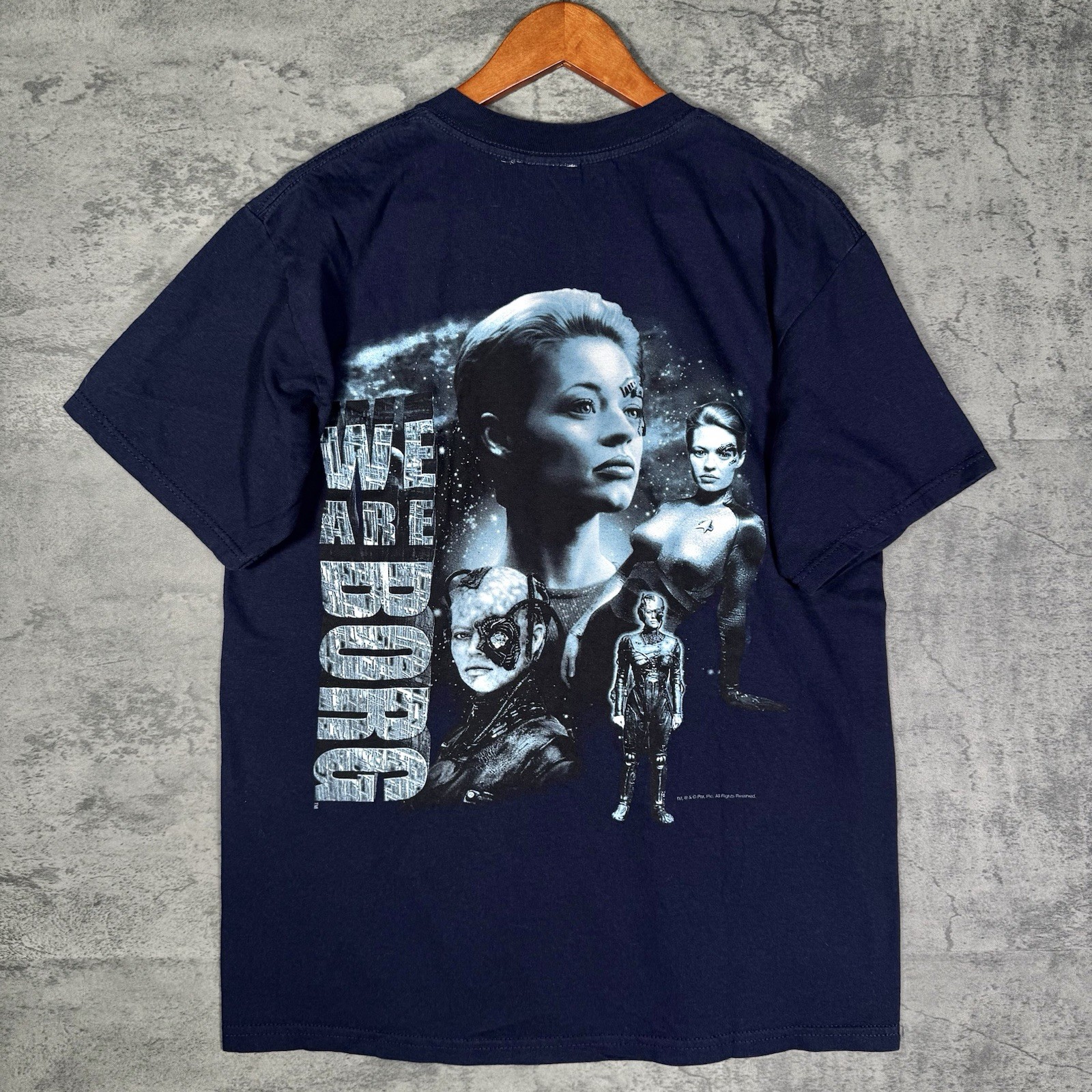 Vintage Y2K Star Trek The Experience Voyager Navy Graphic Blue T Shirt Size M