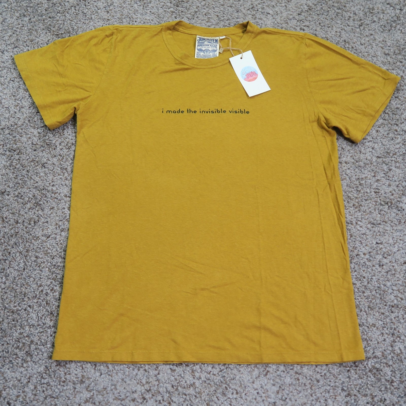 NWT Jungmaven Shirt Mens Large Yellow Hemp Organic Cotton Blend Tee USA Crewneck