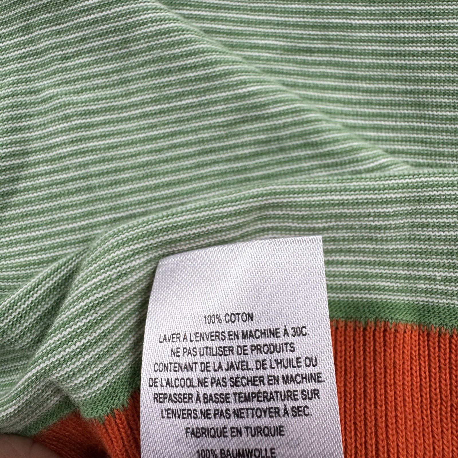 Ted Baker London Green Stripe Orange Tipped Cotton T Shirt Size 6 NWT gallery