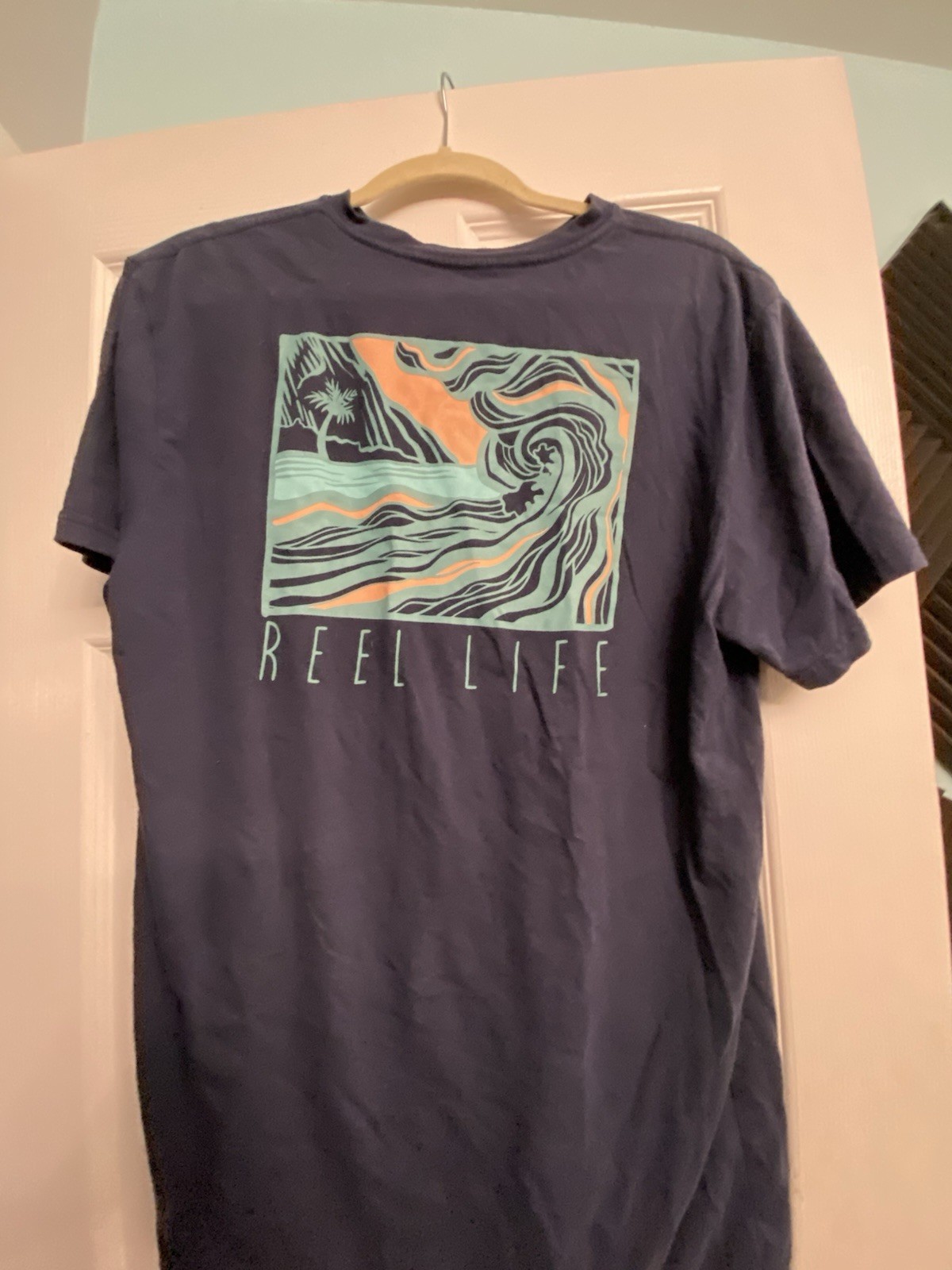 Reel Life Men's Blue Fisherman Graphic Print Crew Neck Short Sleeve T-Shirt L/G gallery