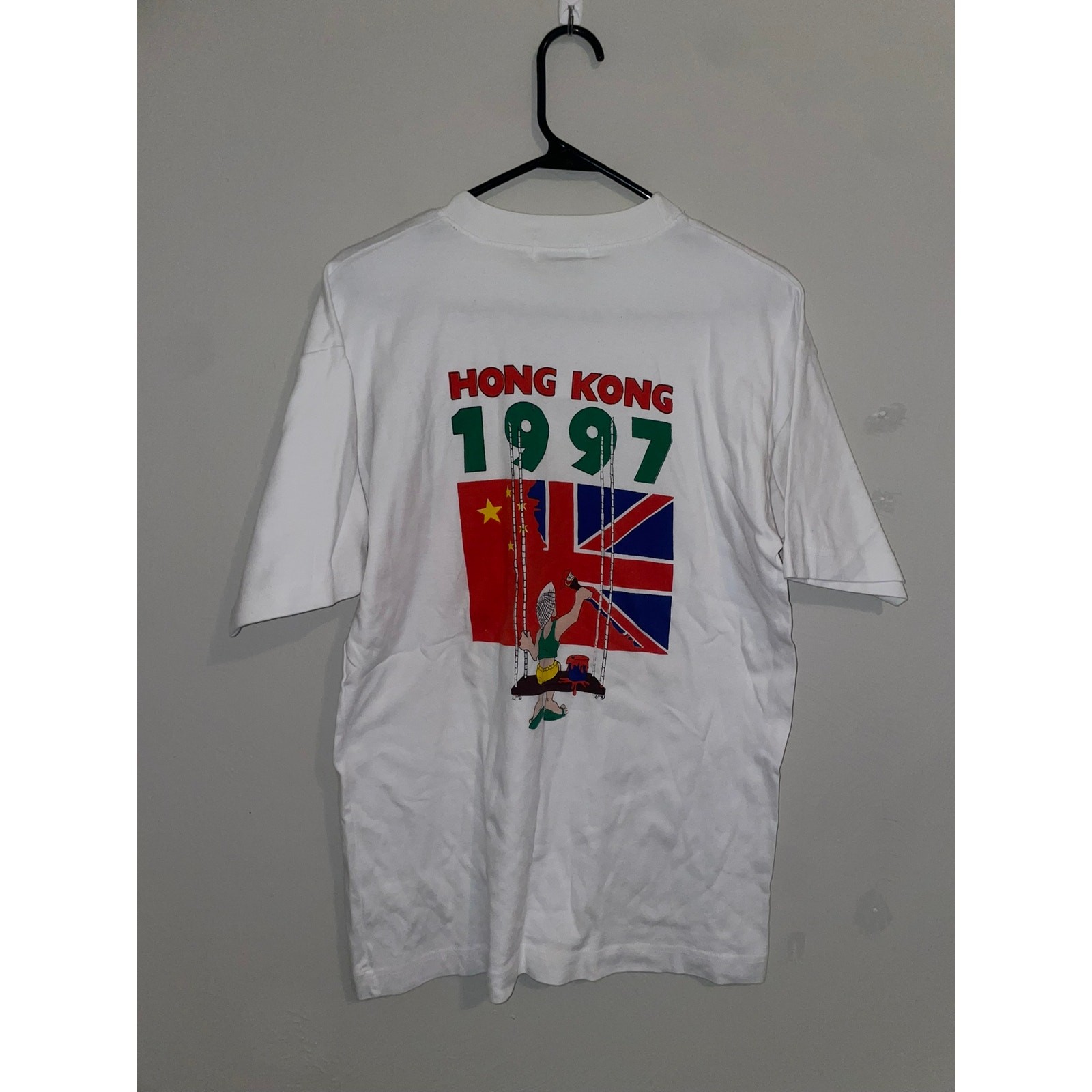 Vintage Hong Kong Independence Shirt 100 Years Flag Graphic White Large Tee VTG gallery