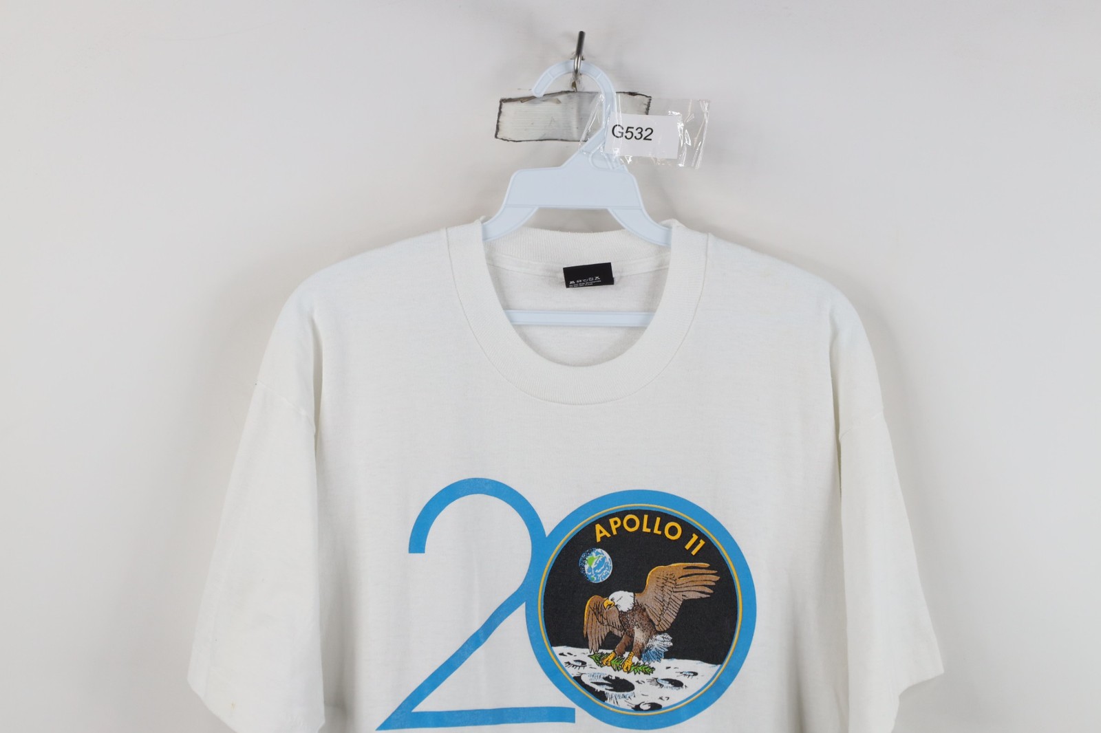 Vintage 80s Mens XL 20th Anniversary Moon Landing Apollo 11 Space T-Shirt USA gallery