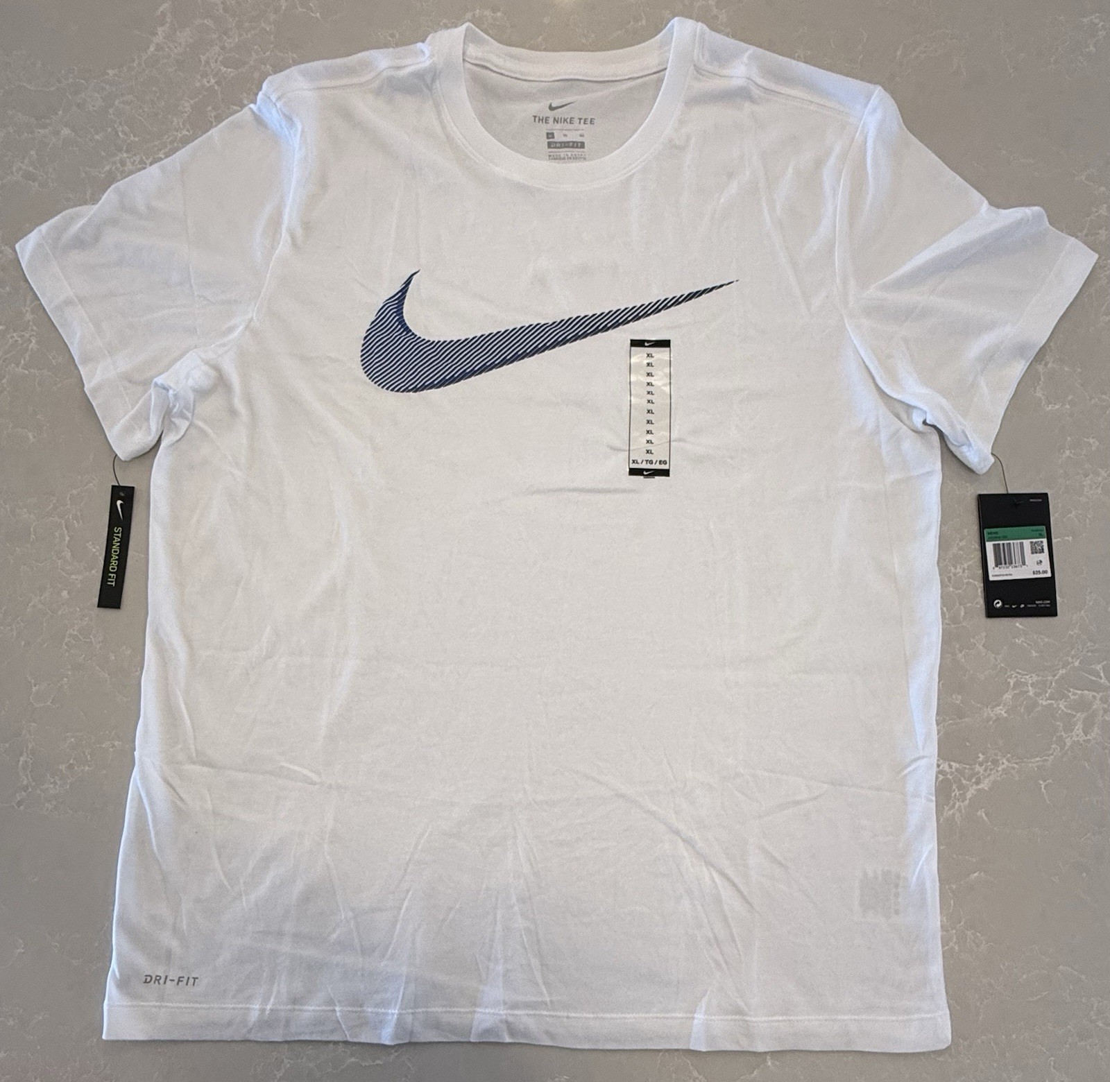 Nike Mens Dri-Fit Training T-Shirt ~ White & Grey ~ Choose Size S, M, L, XL gallery