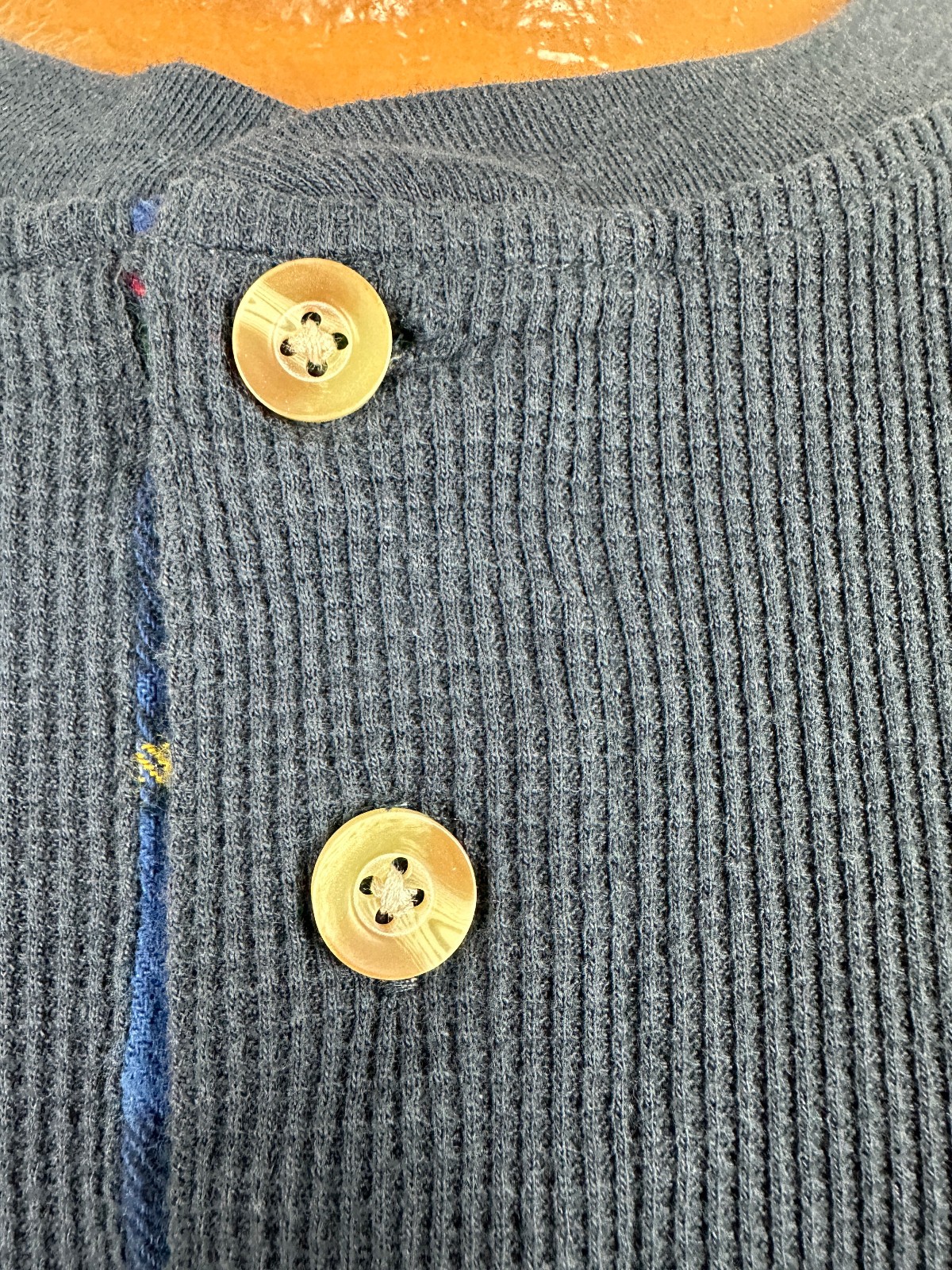 Vintage Waffle-Knit Henley Shirt Men 2XL TALL Navy Minimal Outdoors St Johns Bay gallery
