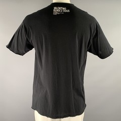 VALENTINO Size L Black Multi Color Graphic Cotton Oversized T shirt