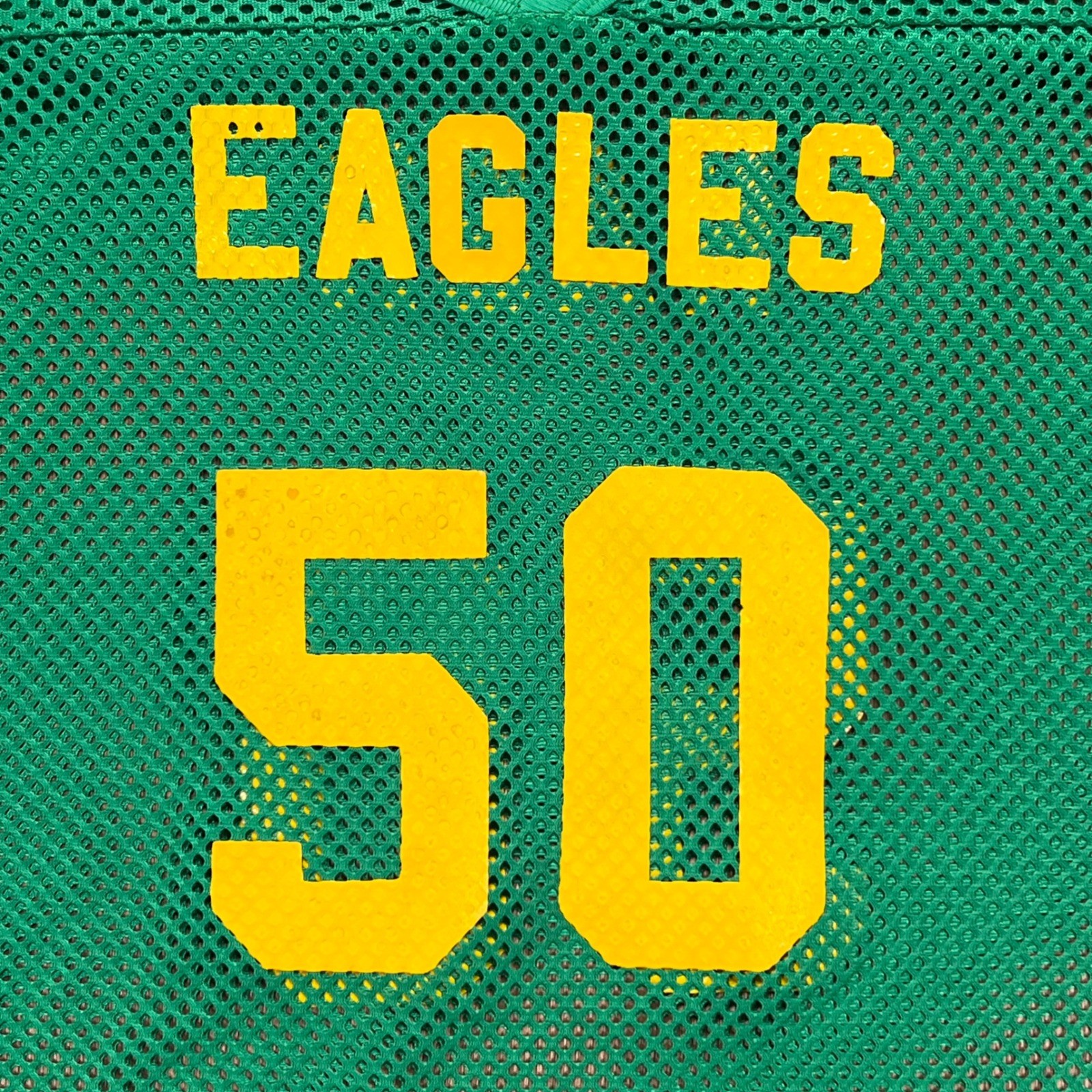Vintage Bike Green Mesh Practice Football Jersey Yellow Eagles 50 Graphic XL gallery