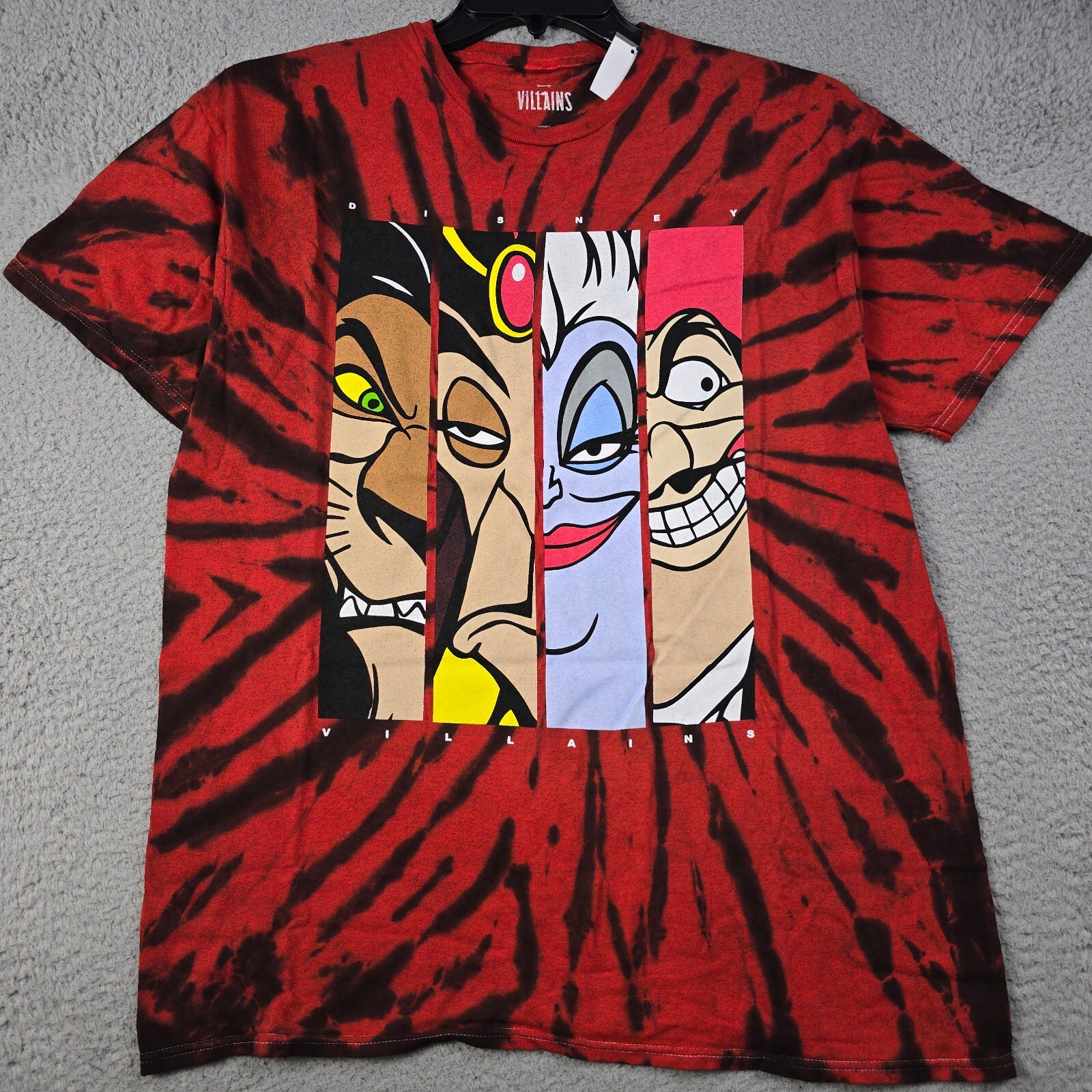 Disney Villains Shirt Men Medium Red Tie Dye Cartoon Retro Outdoor Classic NWT B gallery