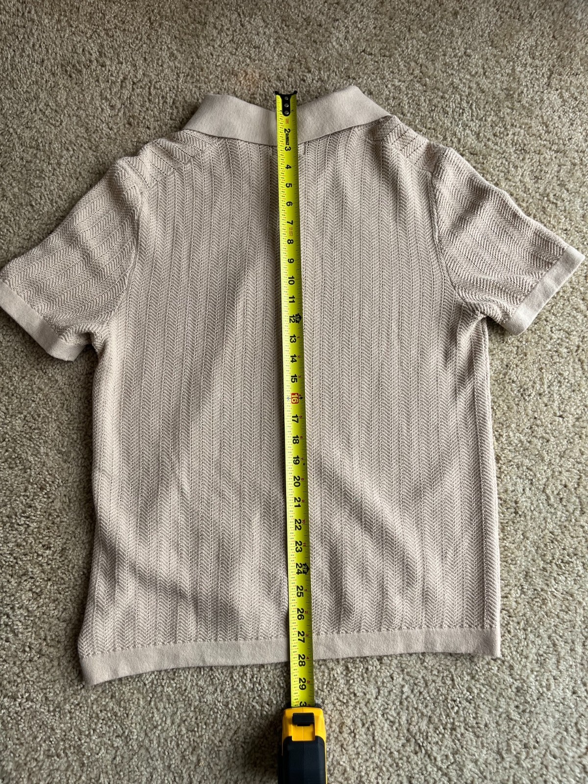 Ben Sherman Knit Polo Shirt Mens Medium Oatmeal Textured Button Front Resort NWT gallery
