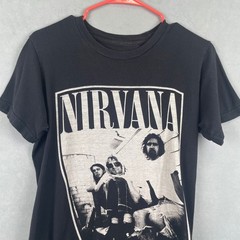 Nirvana Band Graphic T-Shirt Black Short Sleeve 2013 Grunge Rock Tee Mens S/M
