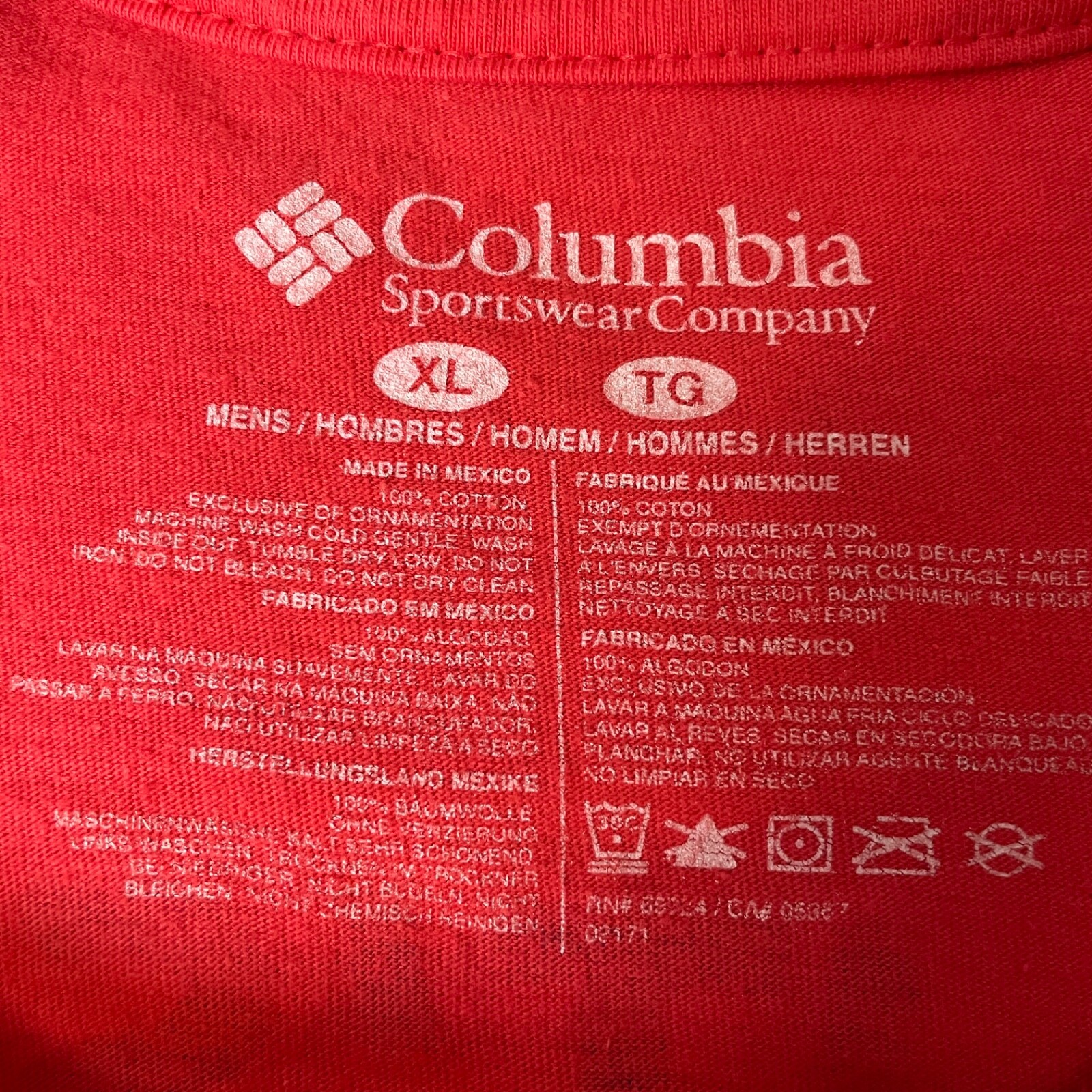 Columbia TShirt Mens XL Coral Pink Spellout Text Short Sleeve Round Neck gallery