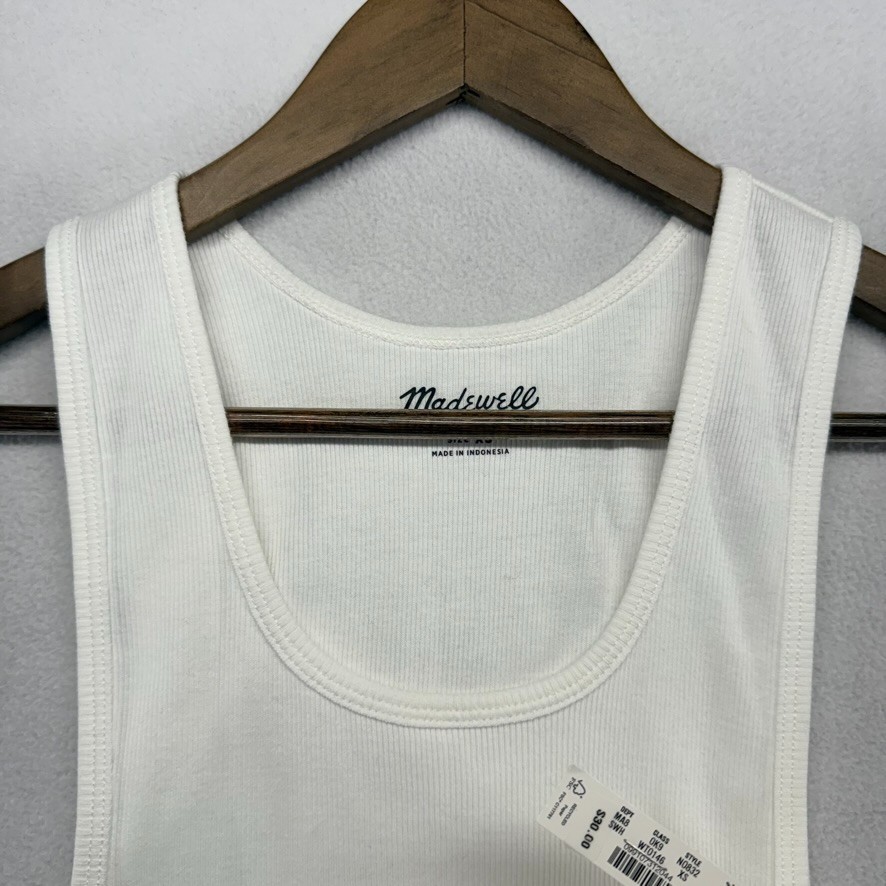 Madewell Tank Top Men's XS White Ribbed Blank Beater Solid layer Cotton NEW gallery