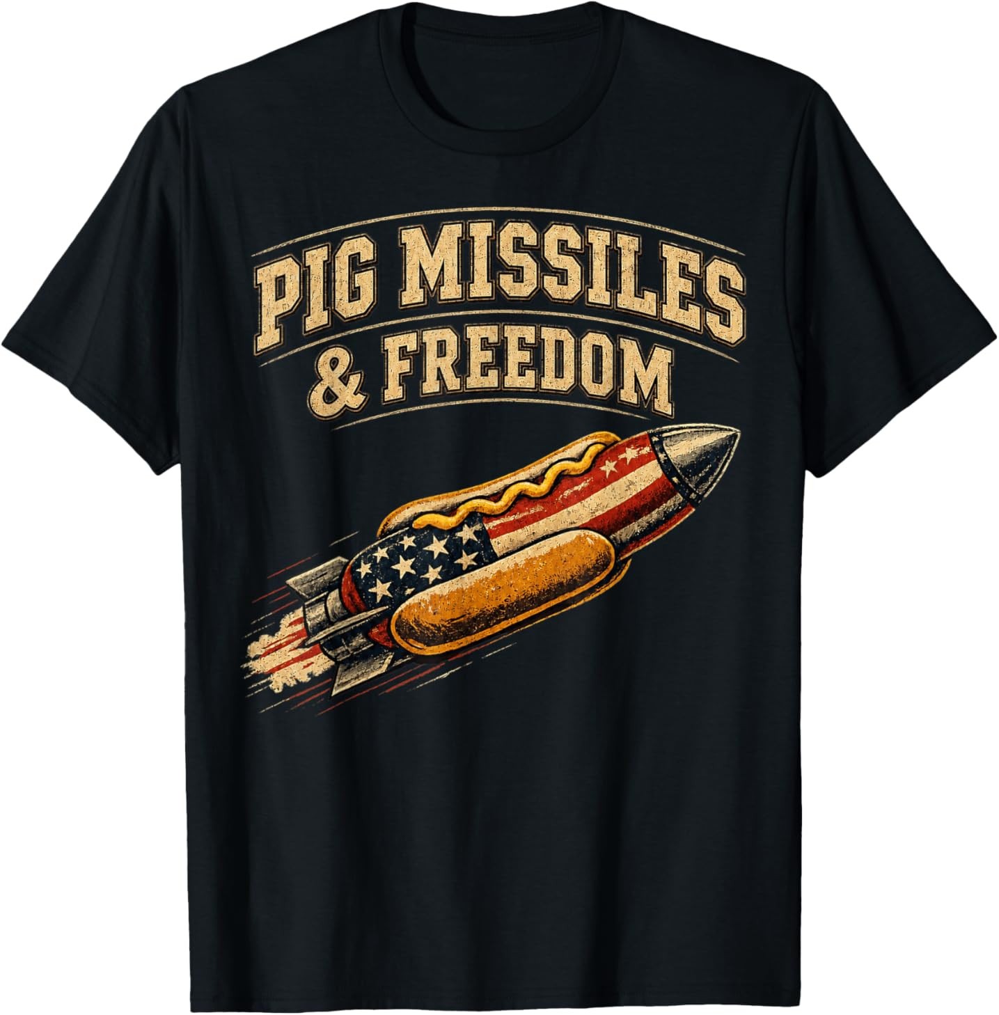Pig Missiles and Freedom 4th of July Hotdog T-Shirt gallery