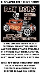 Shake Rattle Roll Model A Coupe Greaser Street Rod Blown Hemi Skull T-shirt W531