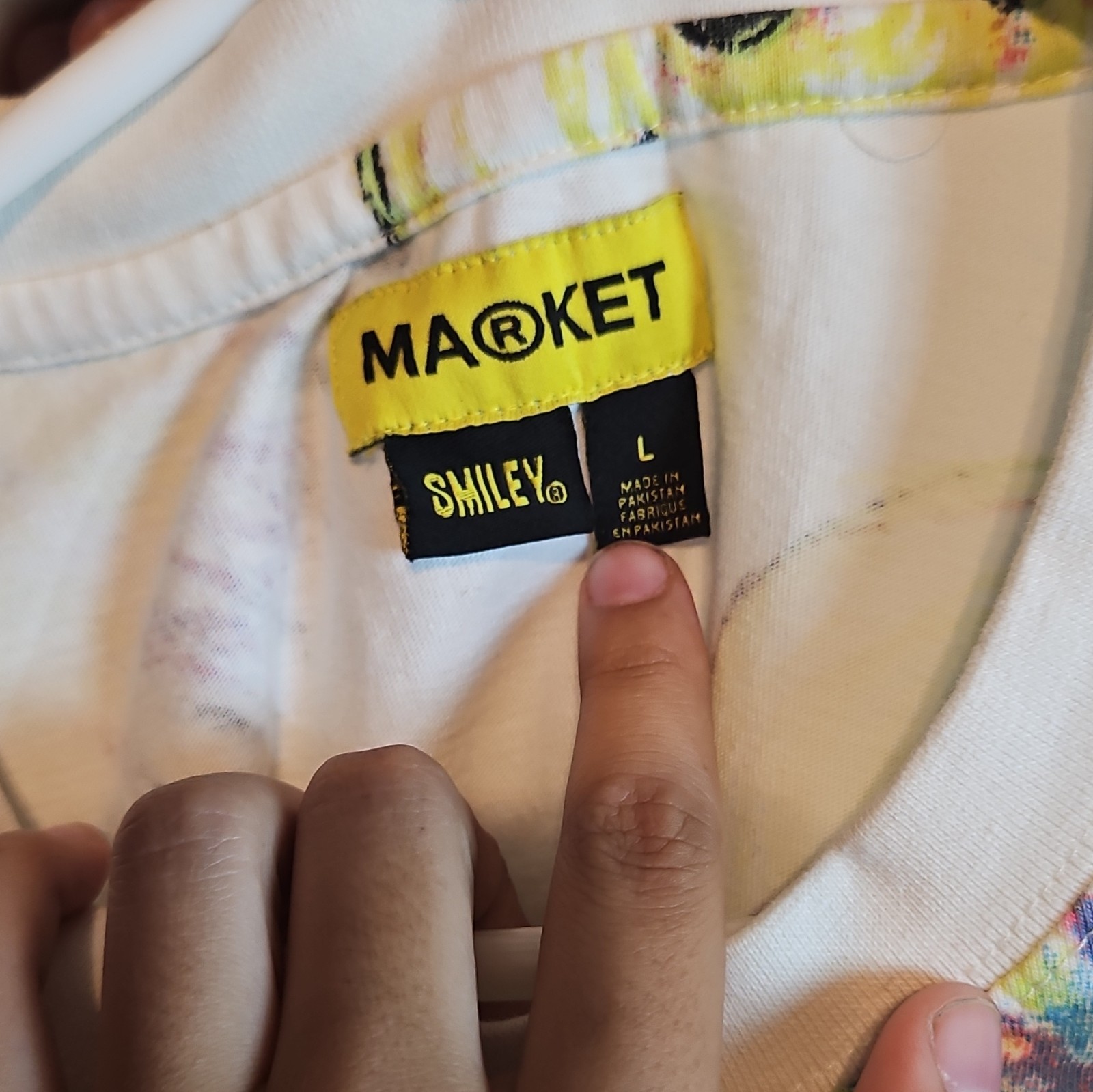MARKET Smiley Graphic Logo Print Crew Neck Short Sleeve T-Shirt White L gallery