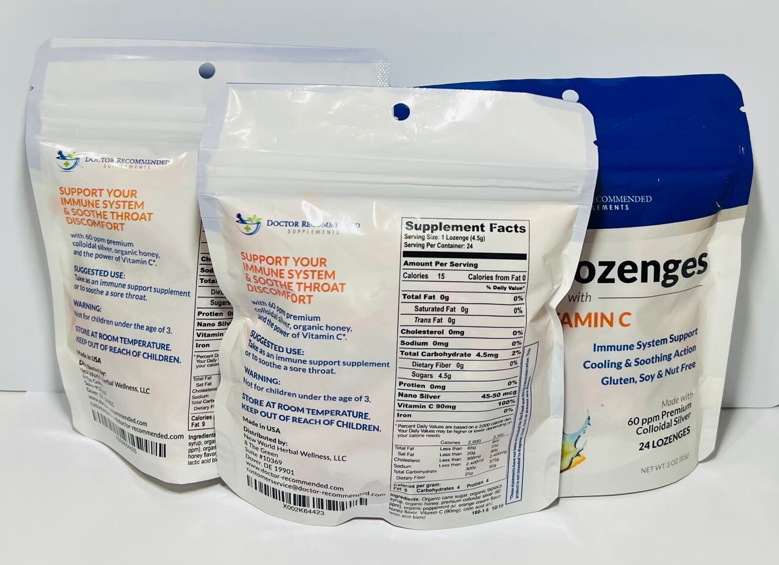 Silver Lozenges 60ppm with VITAMIN C (3 Pack )180 Tablets Total