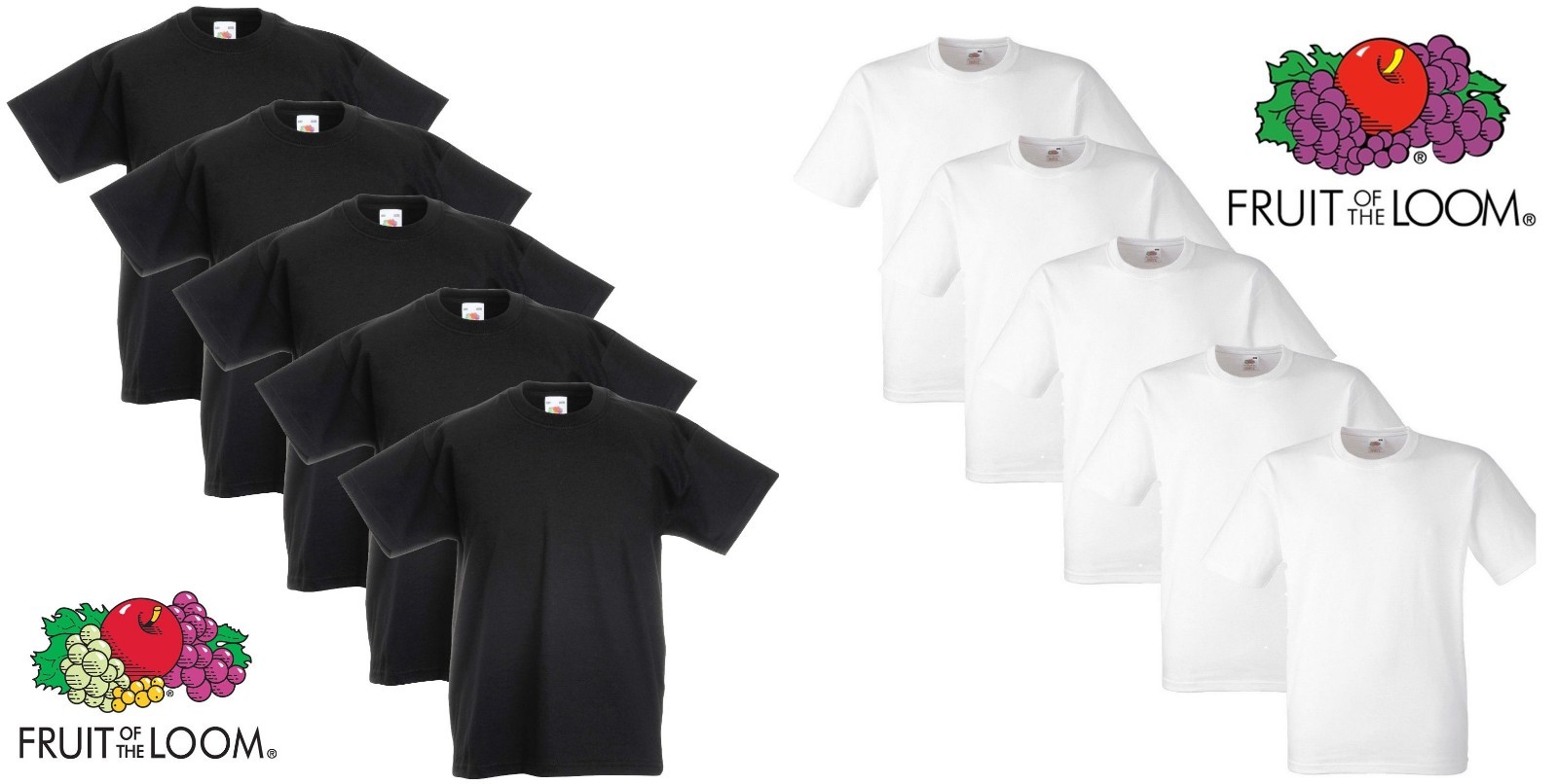Pack 1x 2x 3x 10x Fruit Of The Loom Mens Womens Boys Girls T-Shirts Plain Cotton gallery