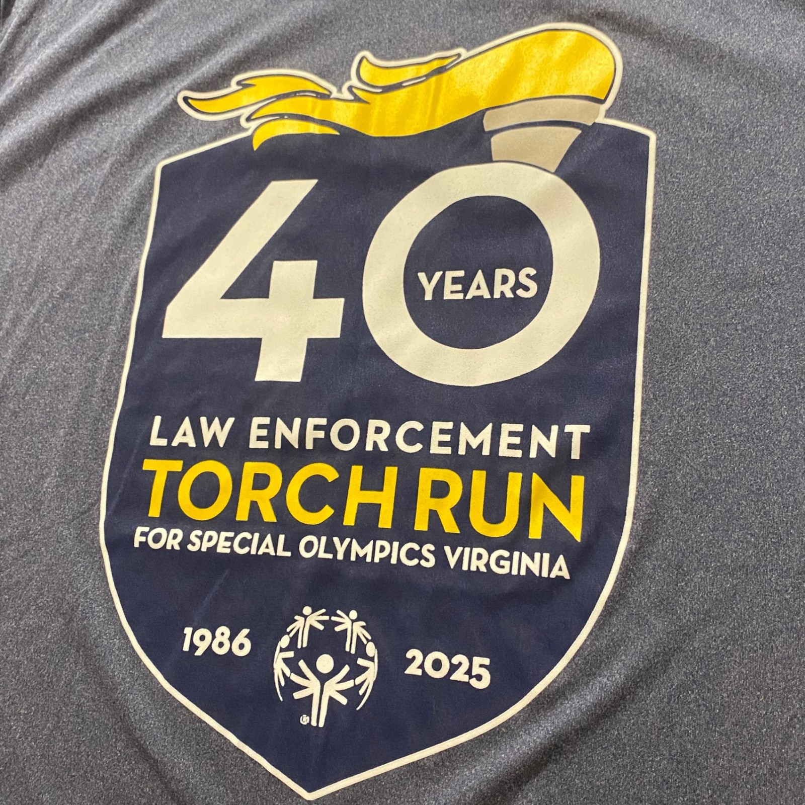 Sport-Tek T-Shirt Mens XL Blue 40 Years Torch Run Special Olympics Virginia
