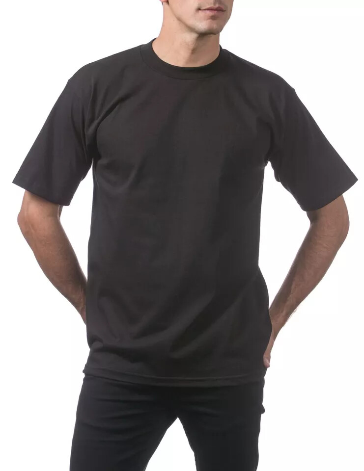 MENS T-Shirt Solid -Activewear Heavyweight PRO WEST (Pack of 2)  Black-NWT