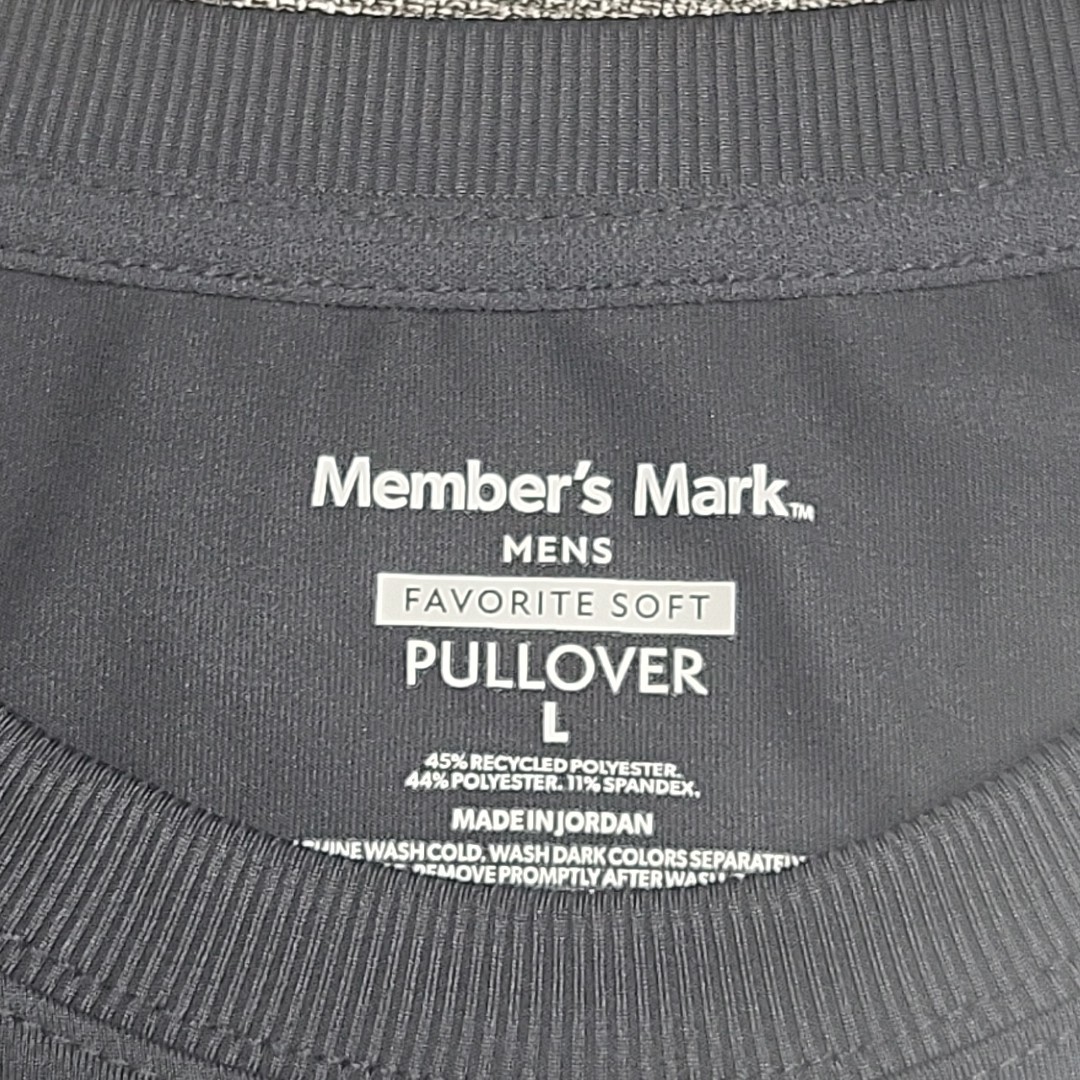 Members Mark Mens Pullover Large Size Black Long Sleeves Top Zip Pocket gallery