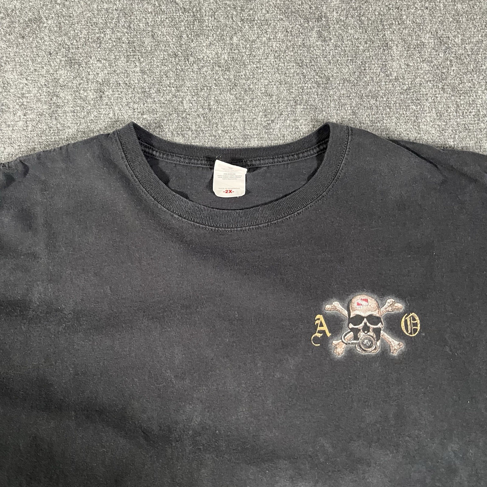 Vintage Skull Shirt Men’s 2xl Xxl Black 90s Y2K Faded Skater Grunge Emo Aquatic gallery