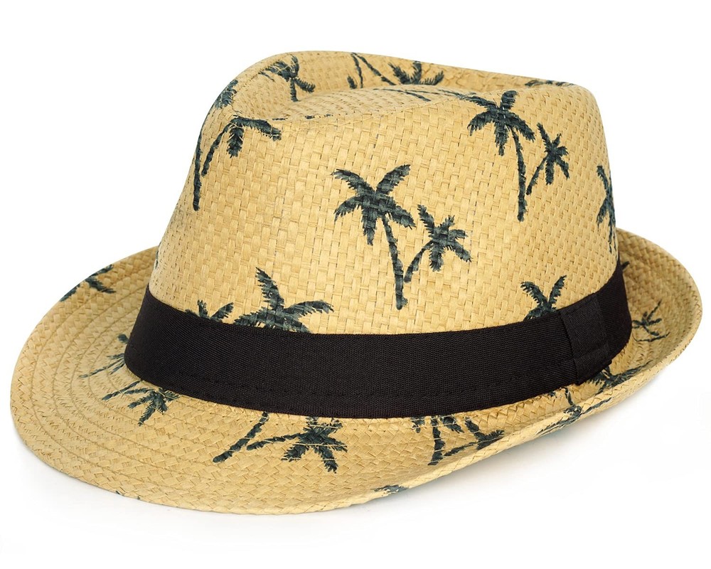 Summer Straw Fedora Hat Short Brim Panama Sun Hat Trilby Beach Hat for Men & …
