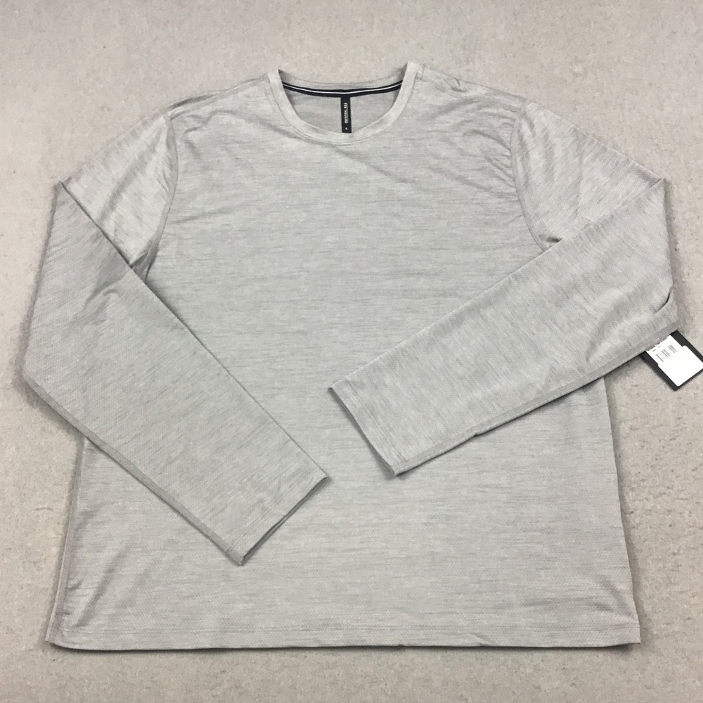 Ten Thousand Shirt Men Large Formal Gray Tee Long Sleeve Pullover Breathable L