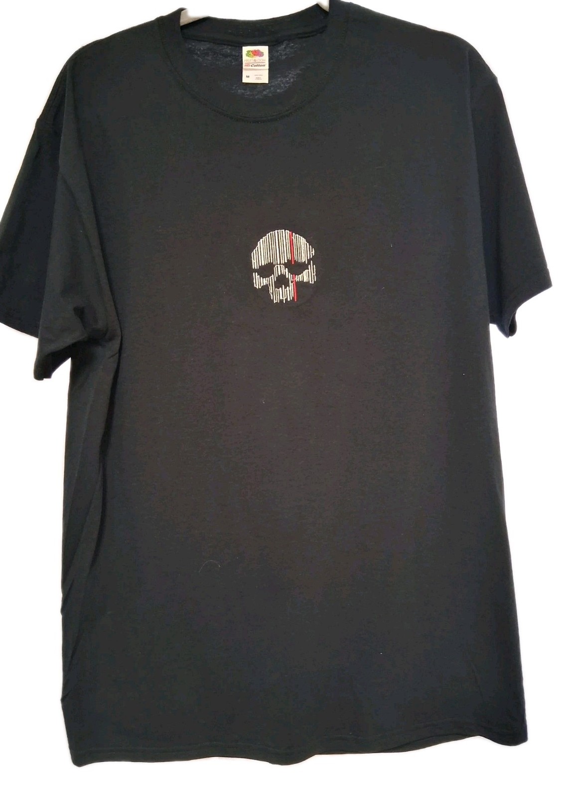 Fruit of the Loom Men's Grunge Skull T-Shirt Black M Skeleton Embroidered gallery