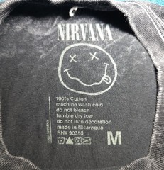 Nirvana Logo Black Acid Wash Short Sleeve Cotton T-Shirt Men’s M