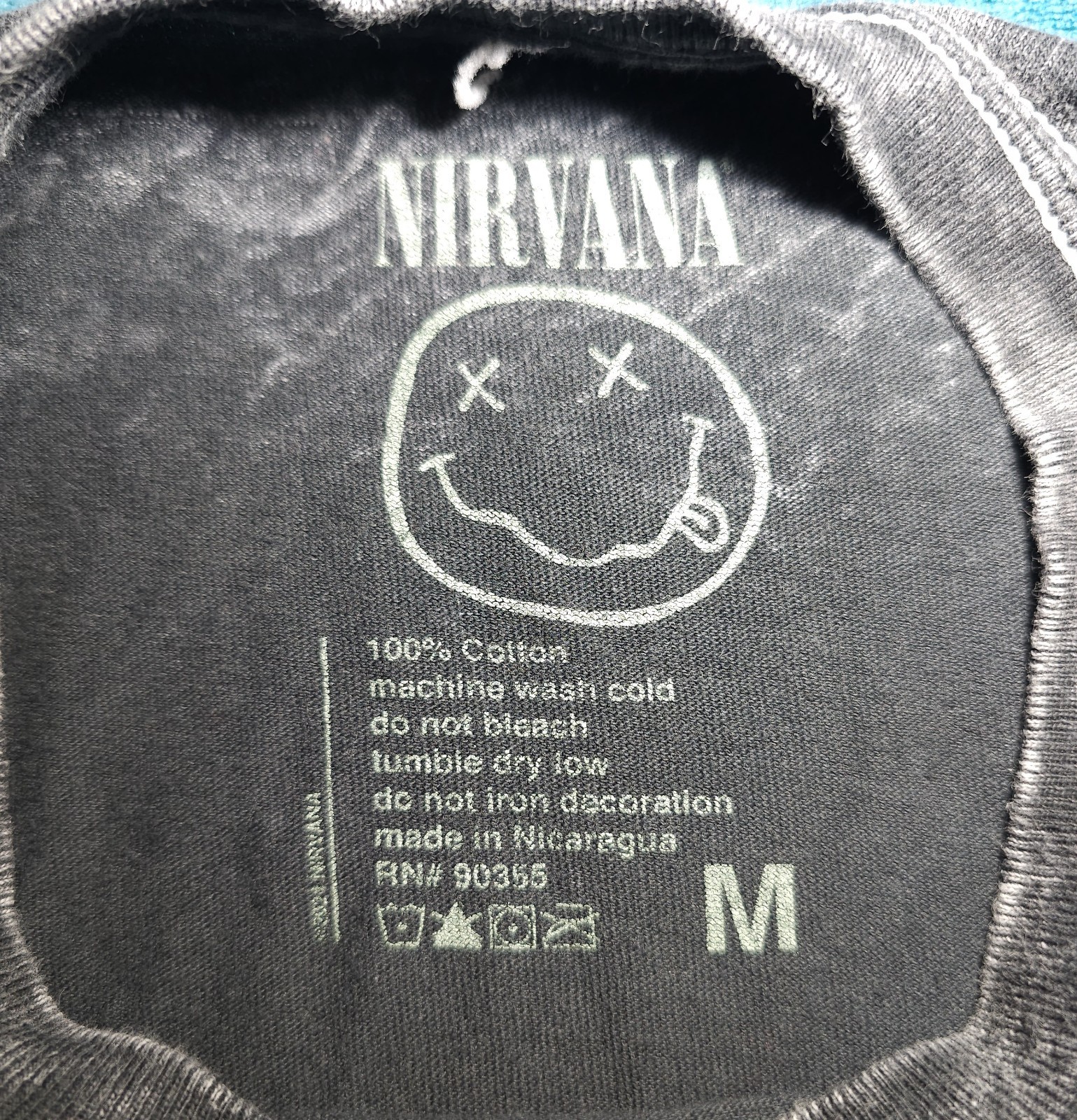 Nirvana Logo Black Acid Wash Short Sleeve Cotton T-Shirt Men's M gallery