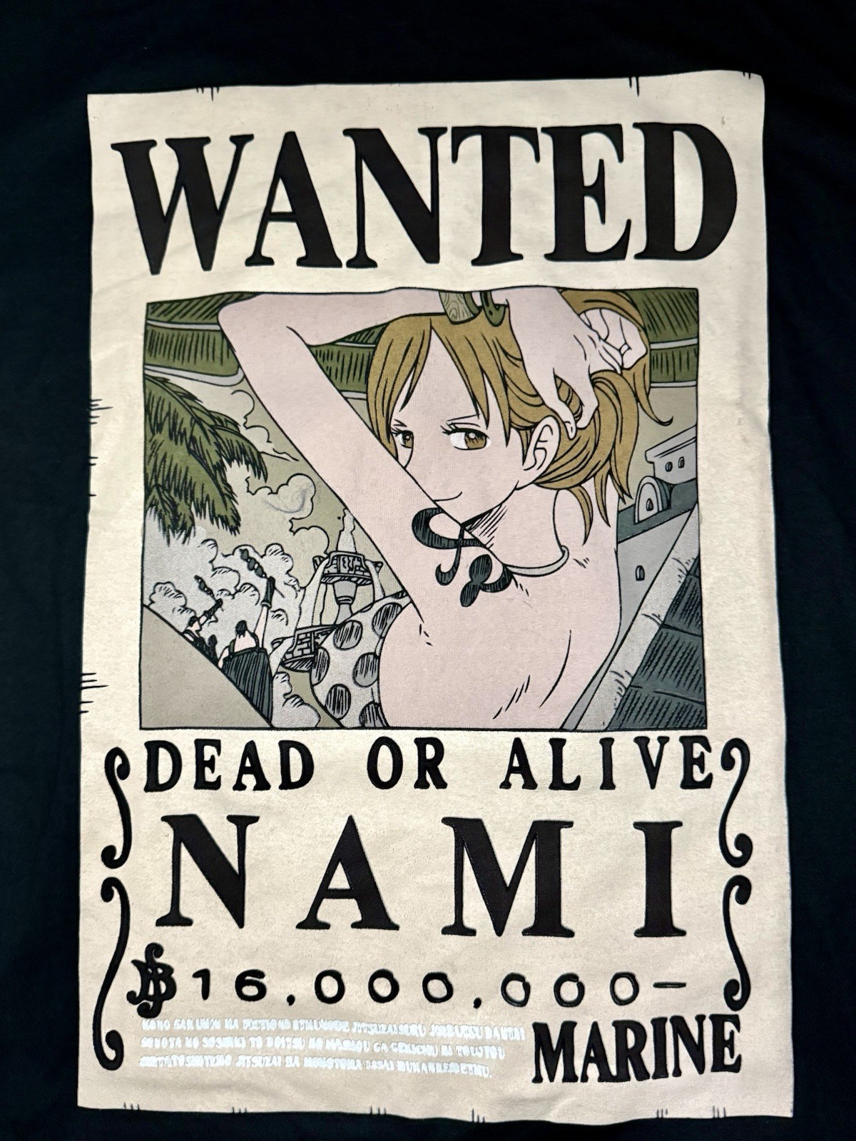 One Piece Nami Wanted Poster Graphic Black Men's T-Shirt Small gallery