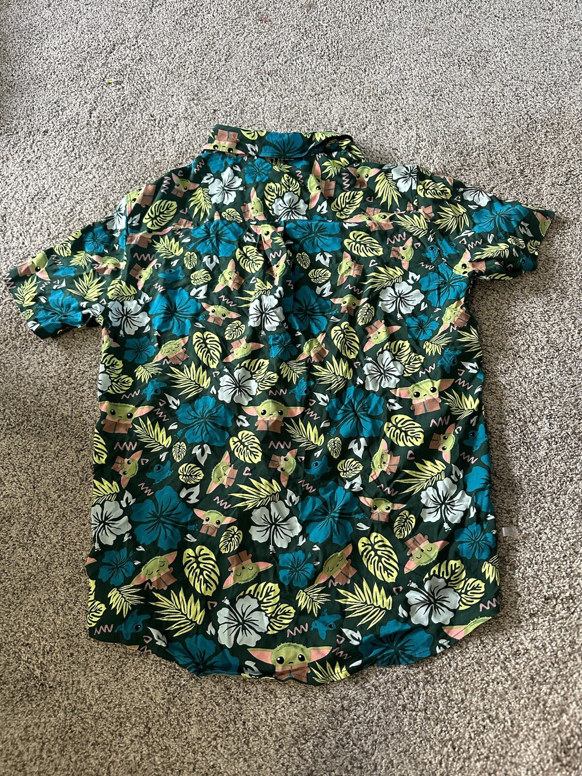 $50 Star Wars Men's Grogu Baby Yoda Leaves Hawaiian Button Up Shirt 100% Rayon gallery