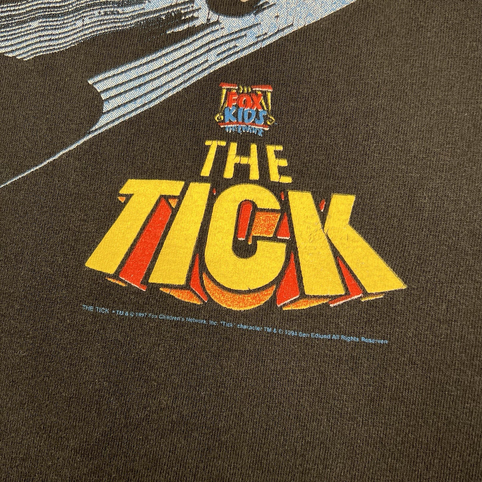 Vintage The Tick Motorcycle Fox Network 1997 Men's XL T-Shirt Cartoon Black gallery
