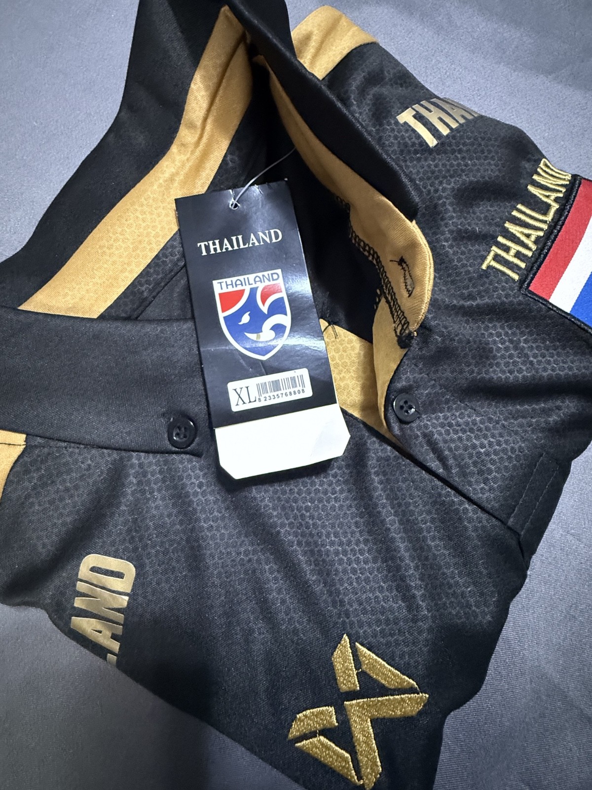 Thailand Soccer Polo Jersey Men’s XL Black Gold Warrix Chang Coca Cola NWT gallery