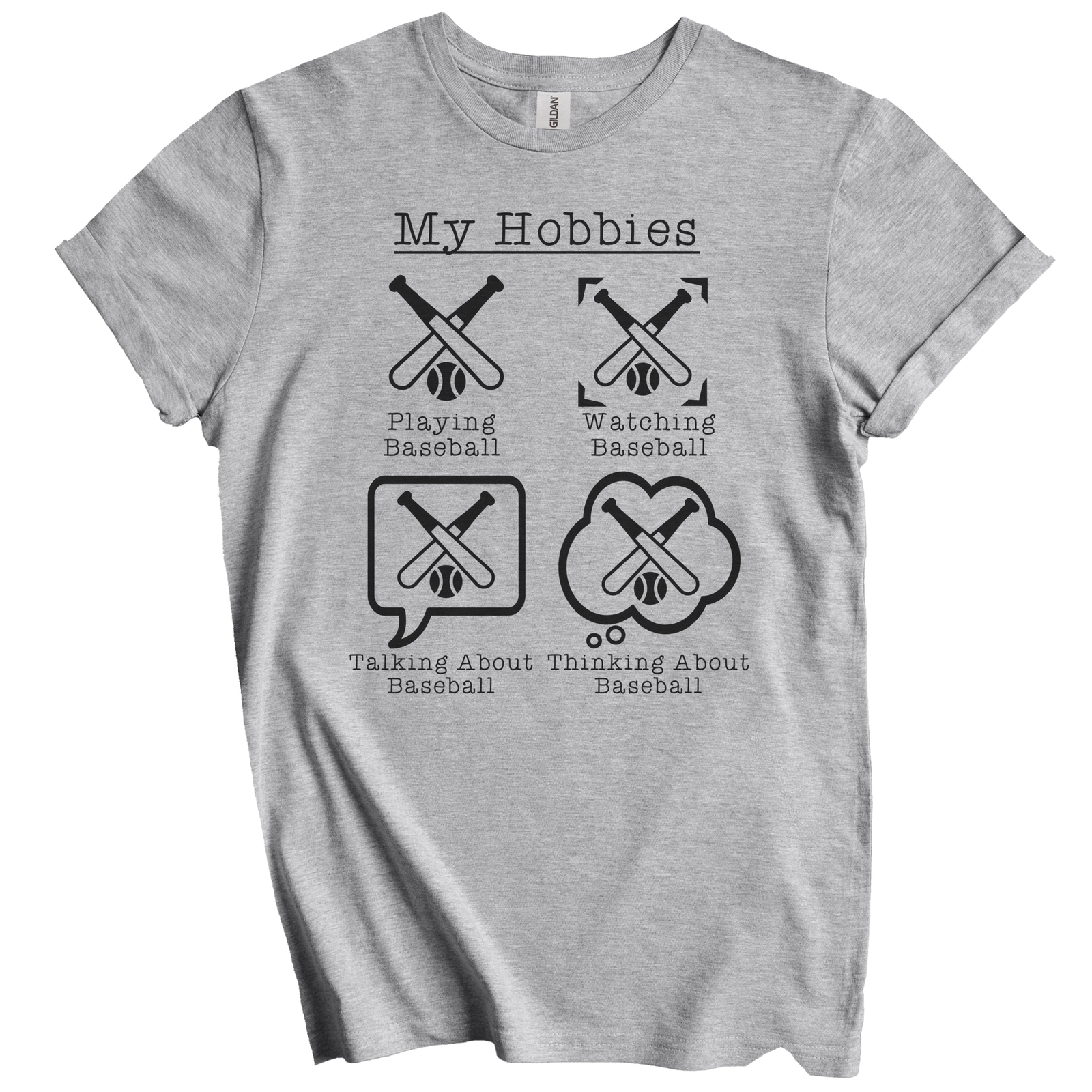 My Hobbies Playing Baseball Funny Baseball Player T-Shirt