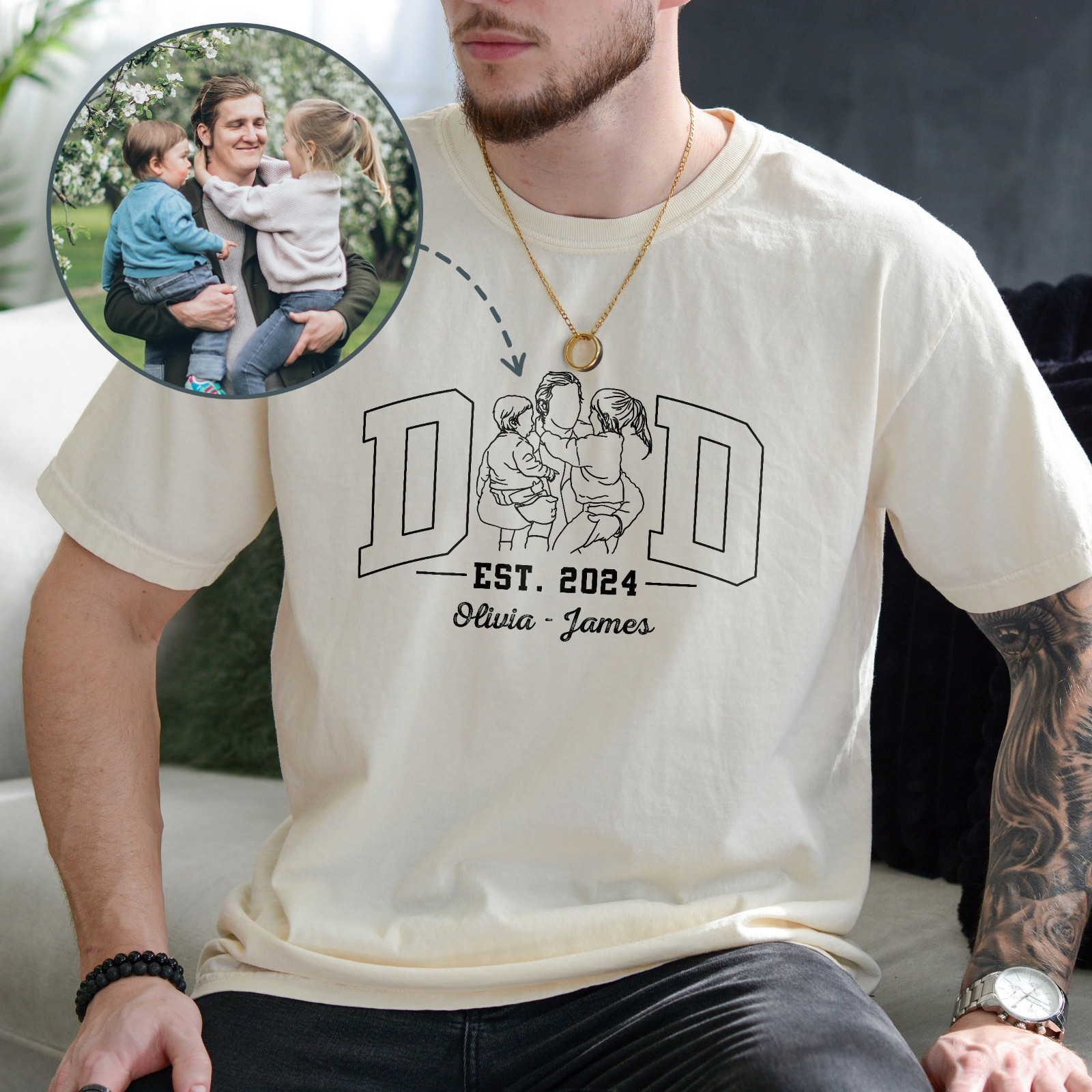 Personalized Dad Photo Shirt Custom Father’s Day EST Year Name T-Shirt gallery