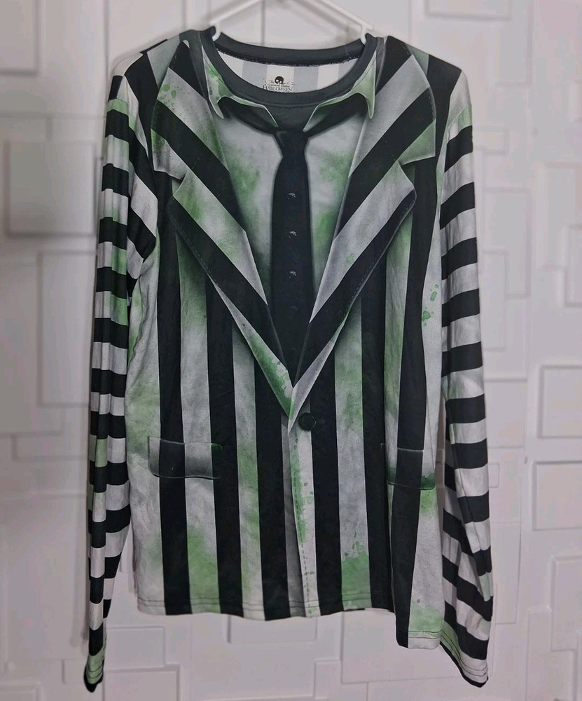 Universal Studios Beetlejuice Long Sleeve Halloween Costume HHN Shirt Sz Small