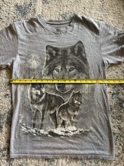 DOM Gray Wolf Graphic Print Crew Neck Tagless T-Shirt Unisex Short Sleeve S