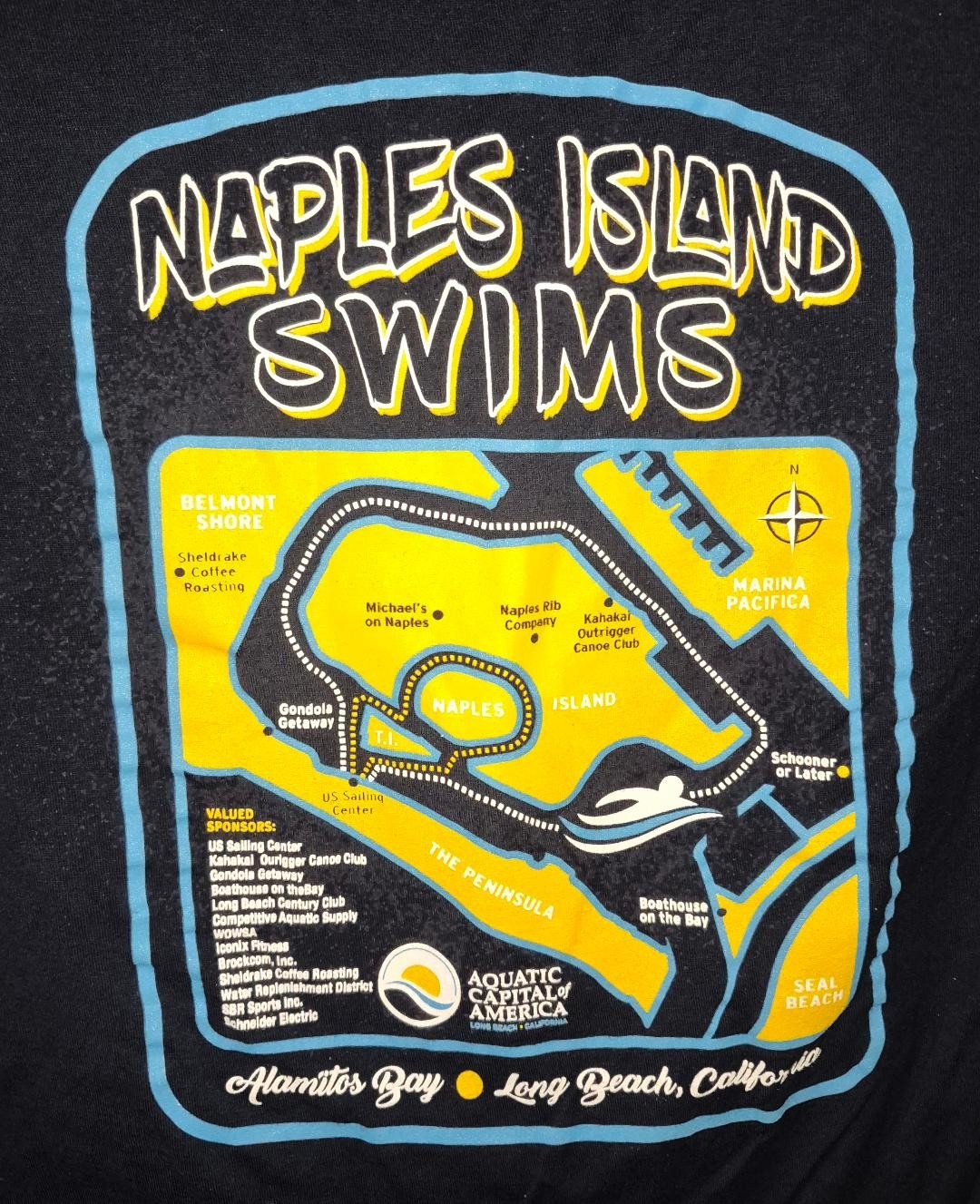 Naples Island Swims Long Beach California Belmont Shore swimming T Shirt M gallery
