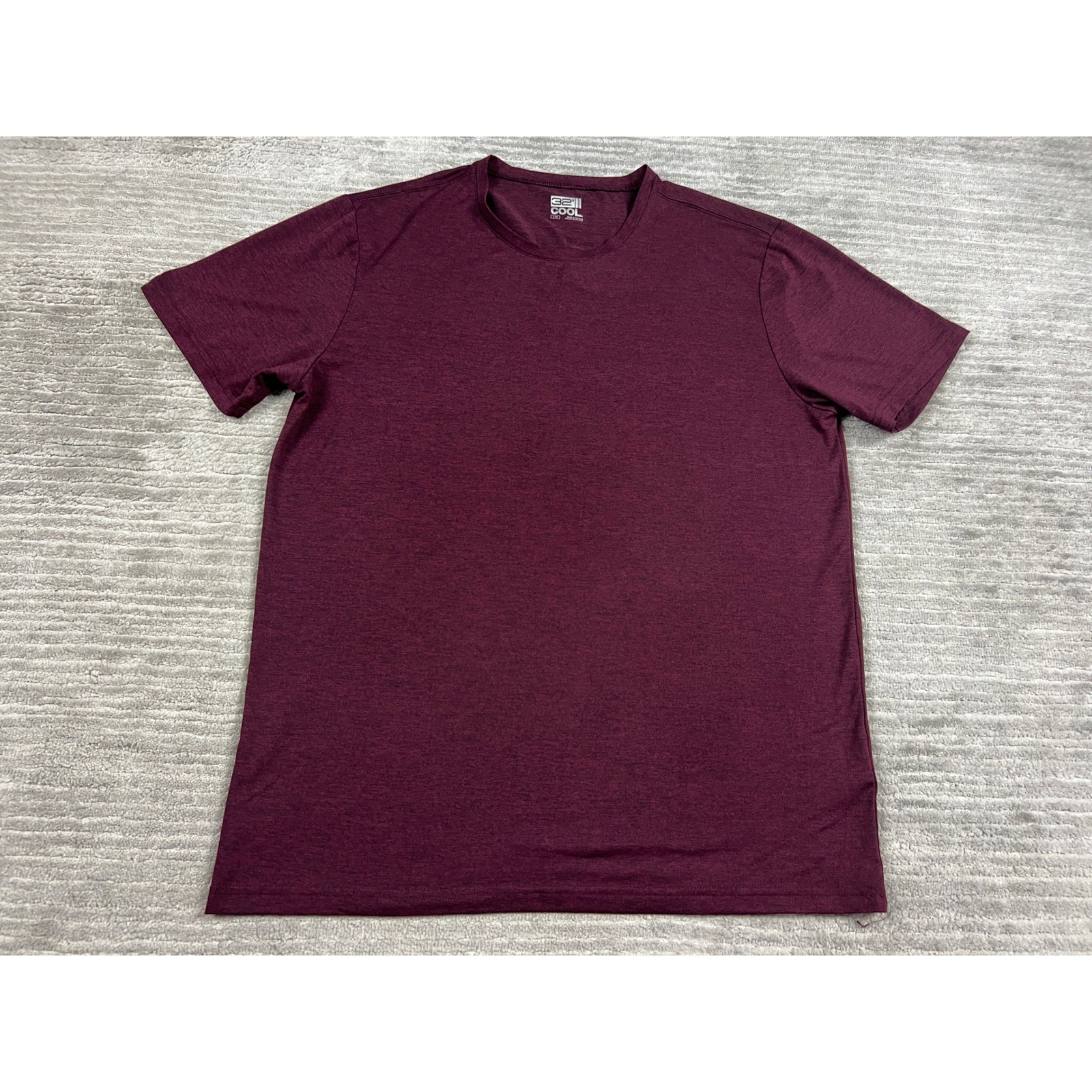 32 Degrees T-Shirt Mens Large Burgundy Cool Short Sleeve Heathered Stretch Crew