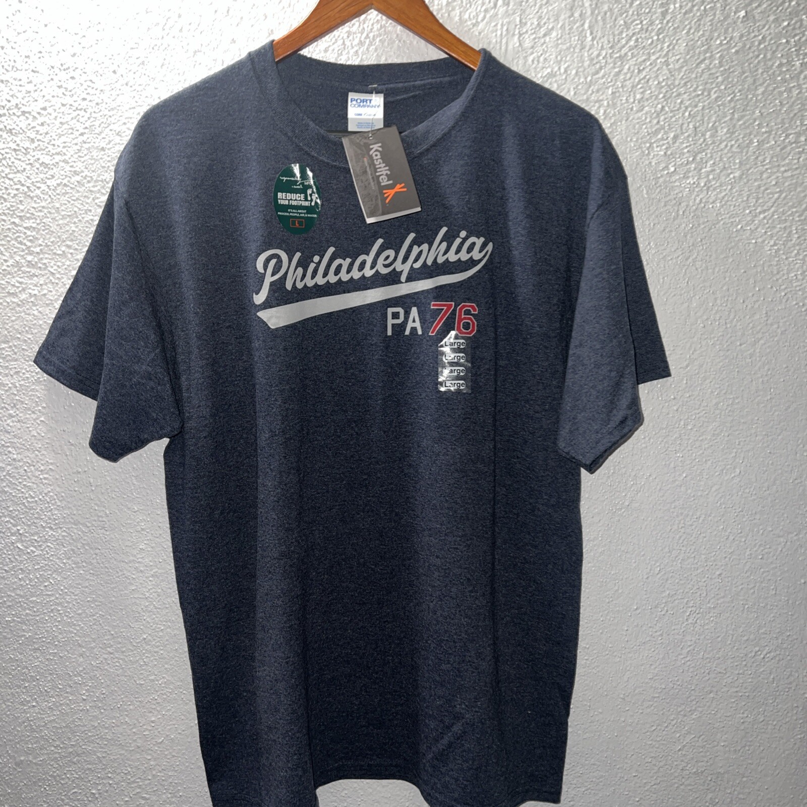 Port & Company Philadelphia PA76 Mens T-Shirt Blue NWT