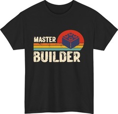 Master Builder Funny T-Shirt Retro Toy Building Blocks Creative Gift Tee Top