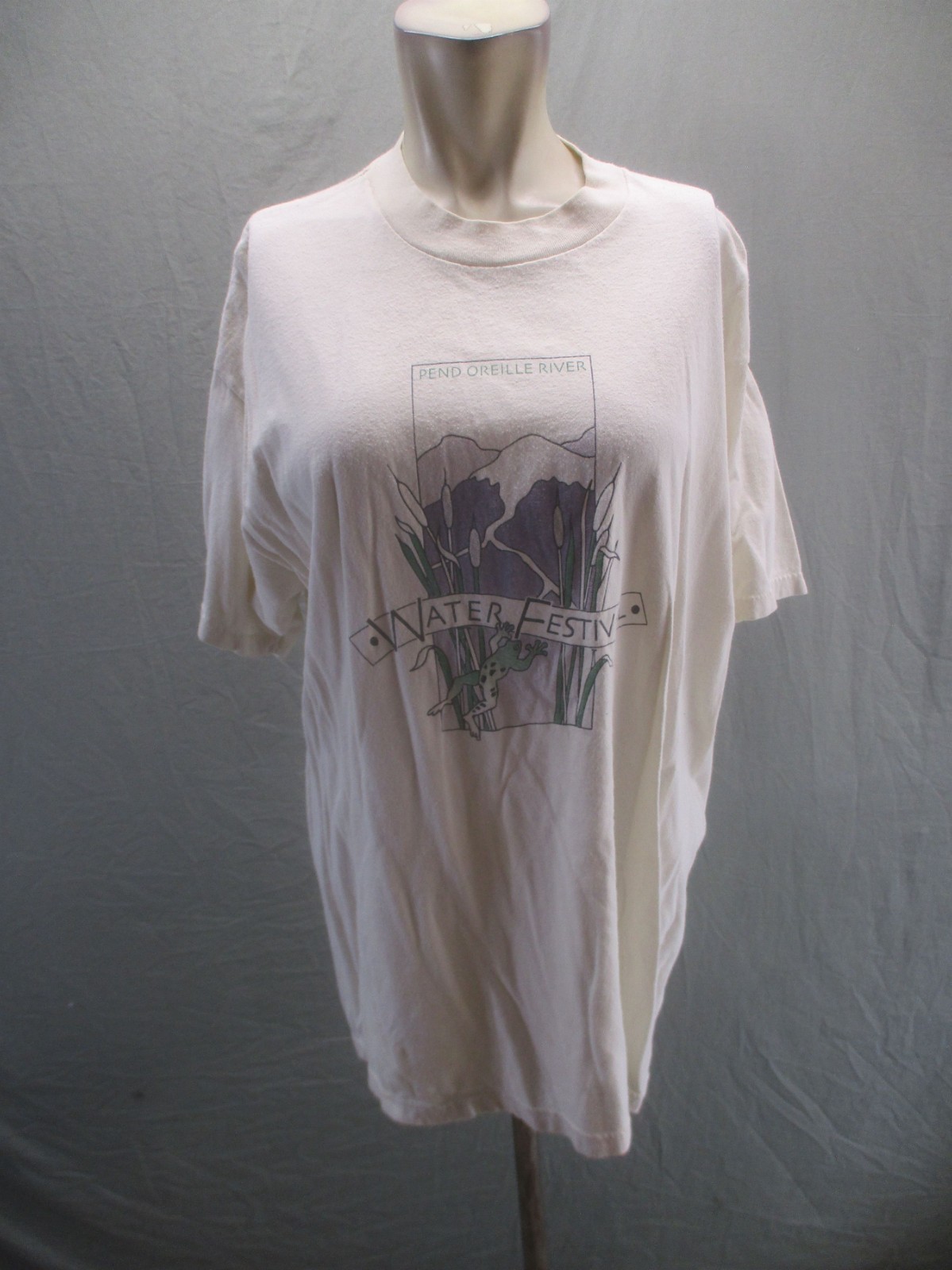 Tultex Size XL Mens VintageWhite Print 100%Cotton Short Sleeve Casual TShirt 803 gallery