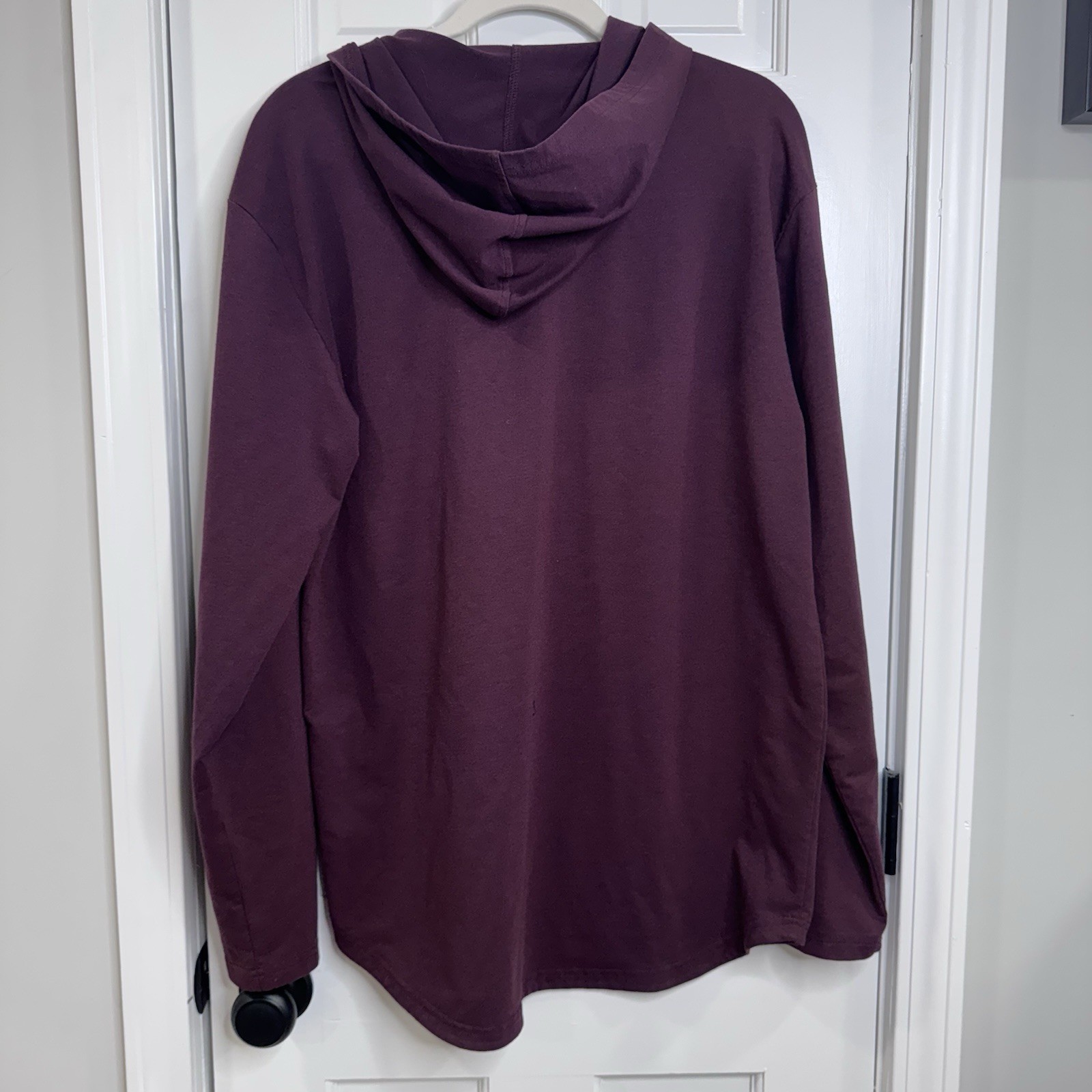 BYLT Premium Basics Drop Cut Hooded Long Sleeve Mens L Burgundy Stretch Tee gallery
