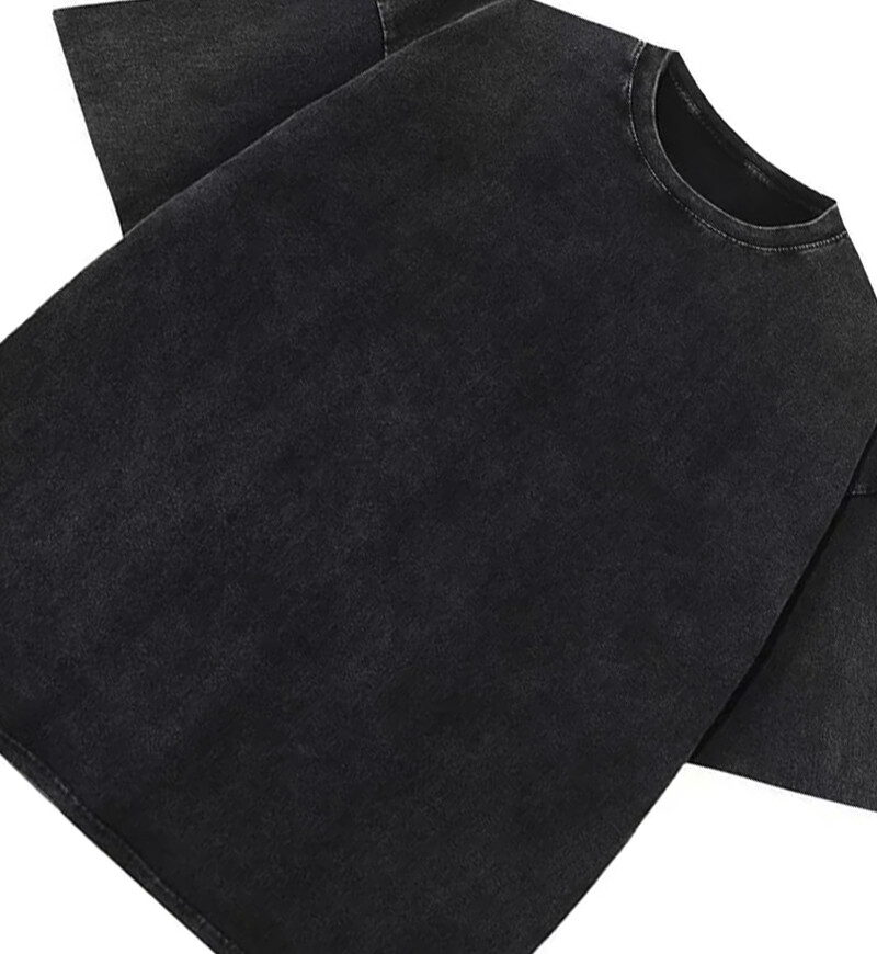 Vintage Acid Washed Oversized Drop Shoulder Heavyweight Streetwear Black T-Shirt gallery