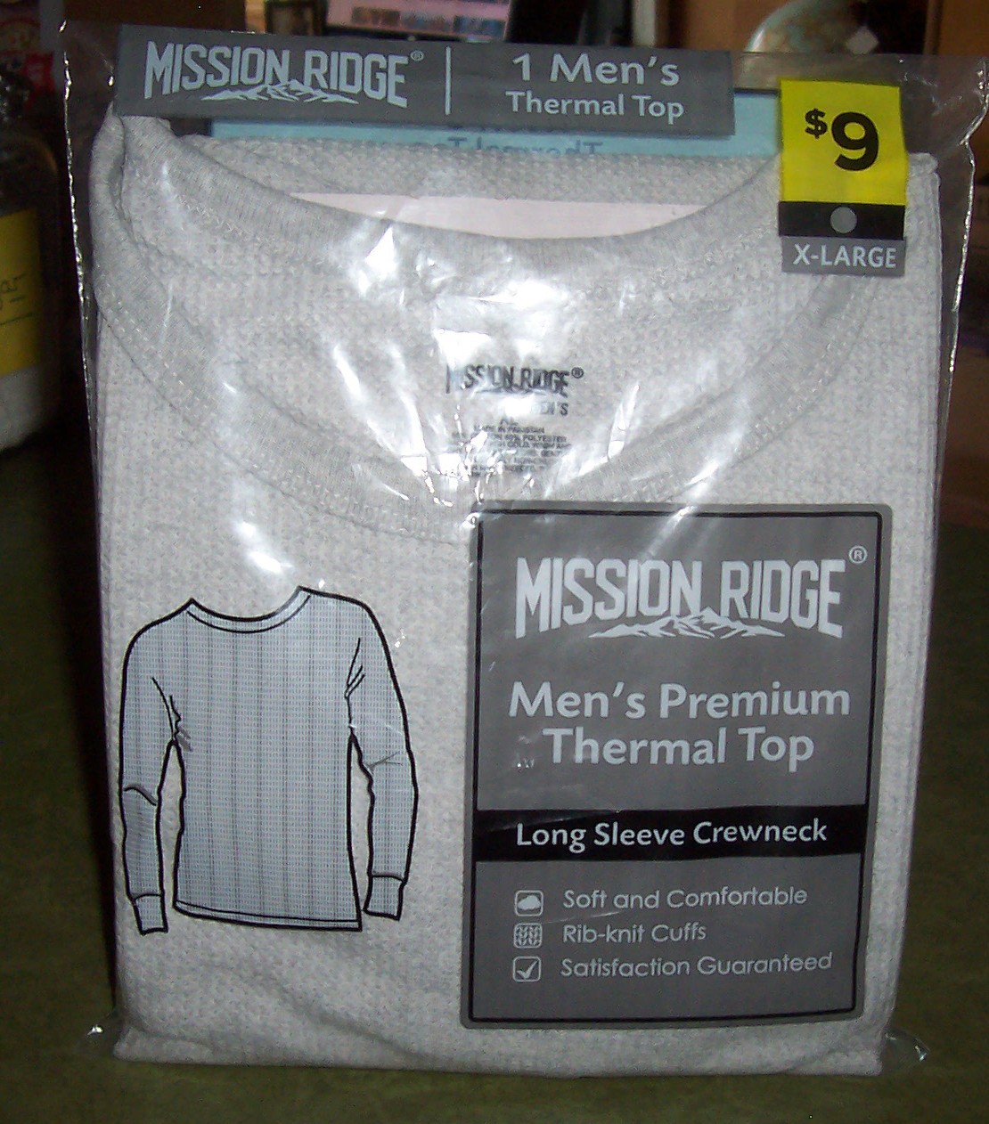 Men’s Premium Thermal Long Sleeved Crewneck Long Johns Top – Size XL – NEW !