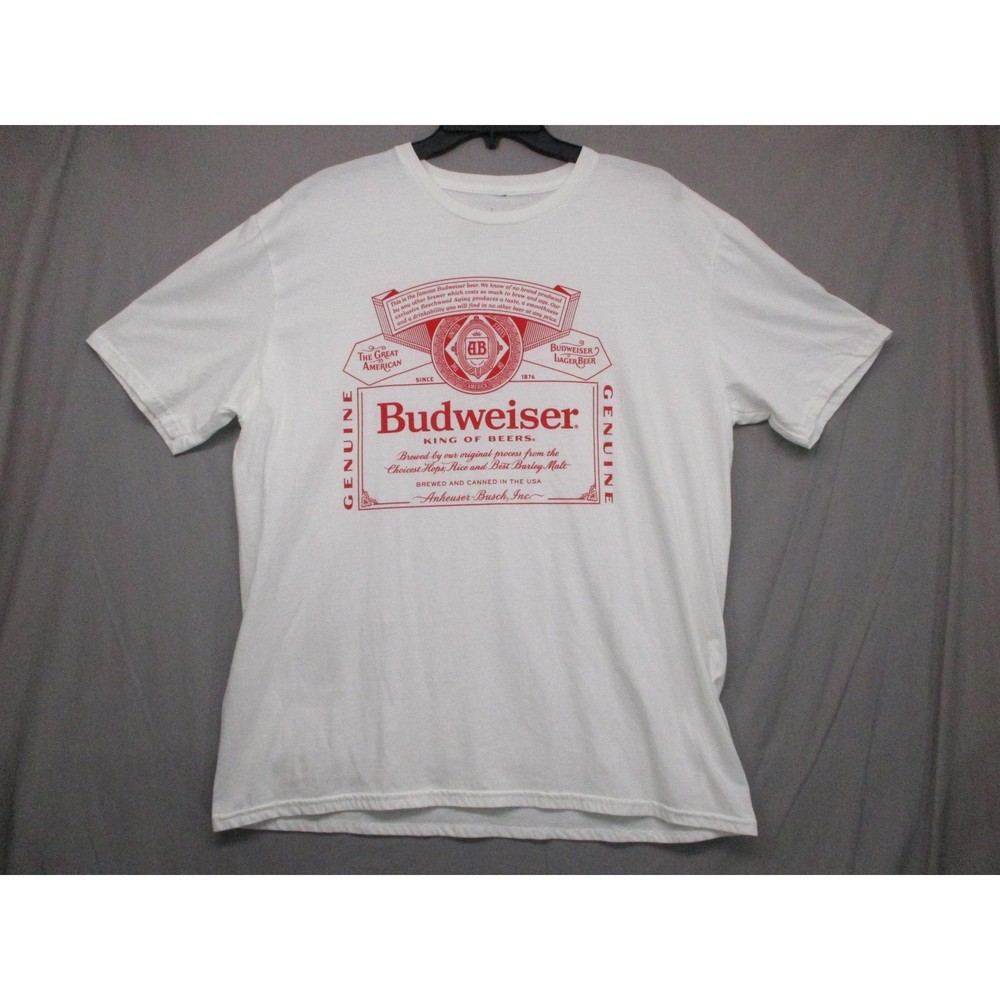Brew City White Graphic Tee Budweiser Logo Unisex T-Shirt Size XL