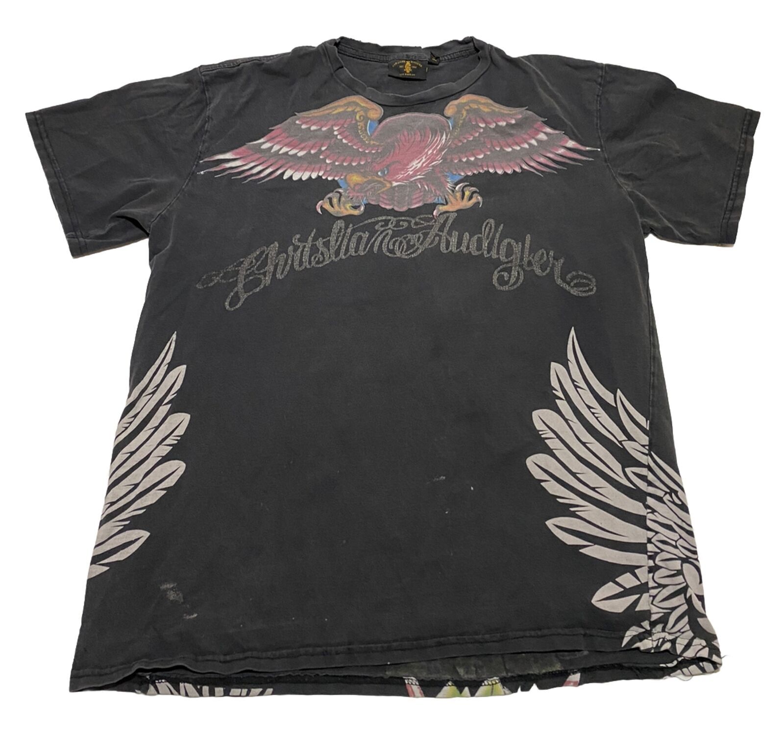 Y2K Christian Audigier Los Angeles Black Short Sleeve T-Shirt 21×26 Y6