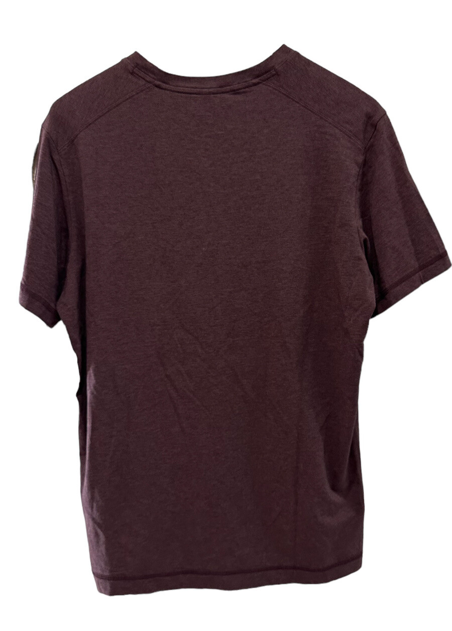Public Rec Men's Go-To-Crew T-Shirt V-Neck Maroon Cotton/Tencel/Spandex Sz M euc gallery